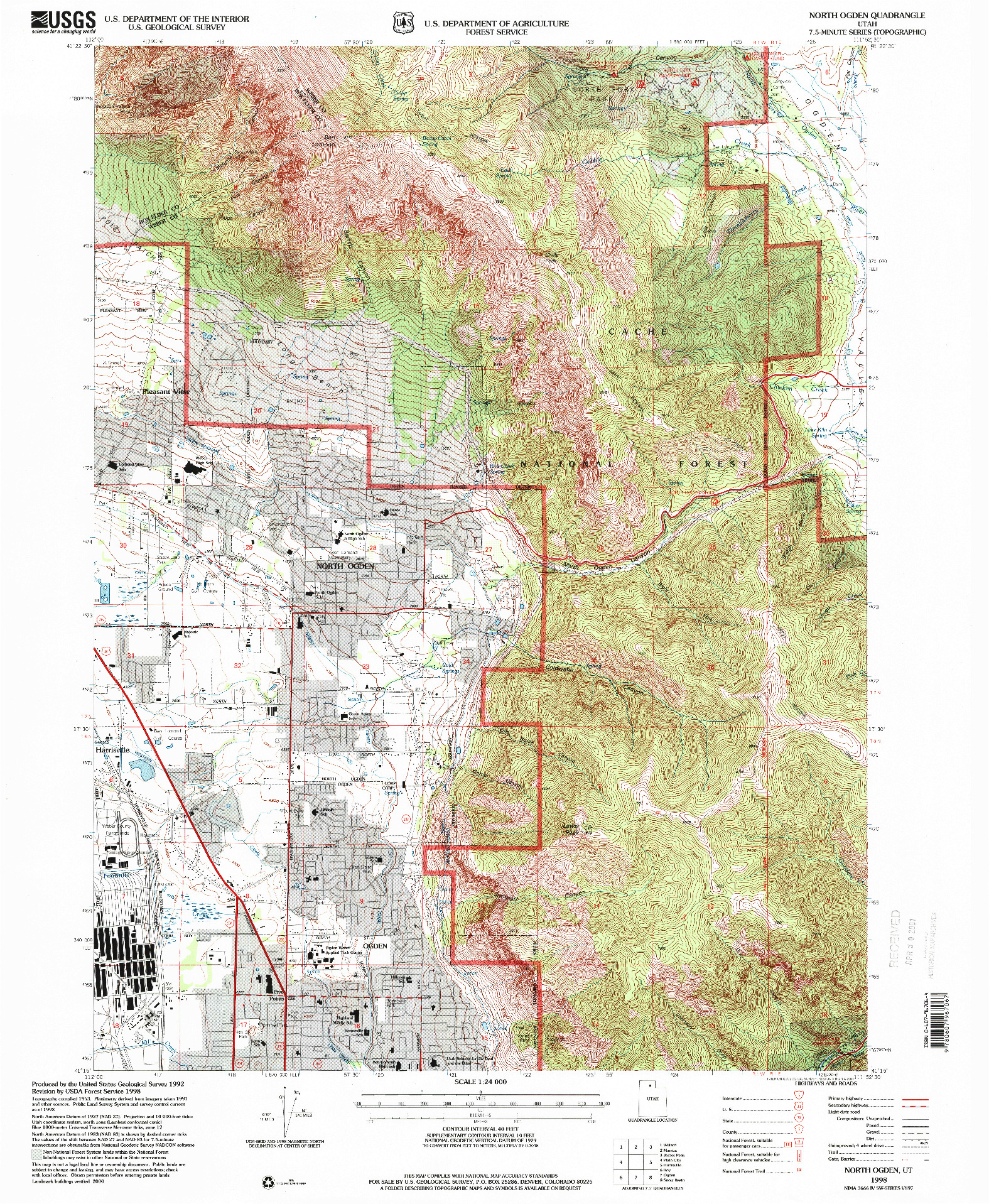 USGS 1:24000-SCALE QUADRANGLE FOR NORTH OGDEN, UT 1998