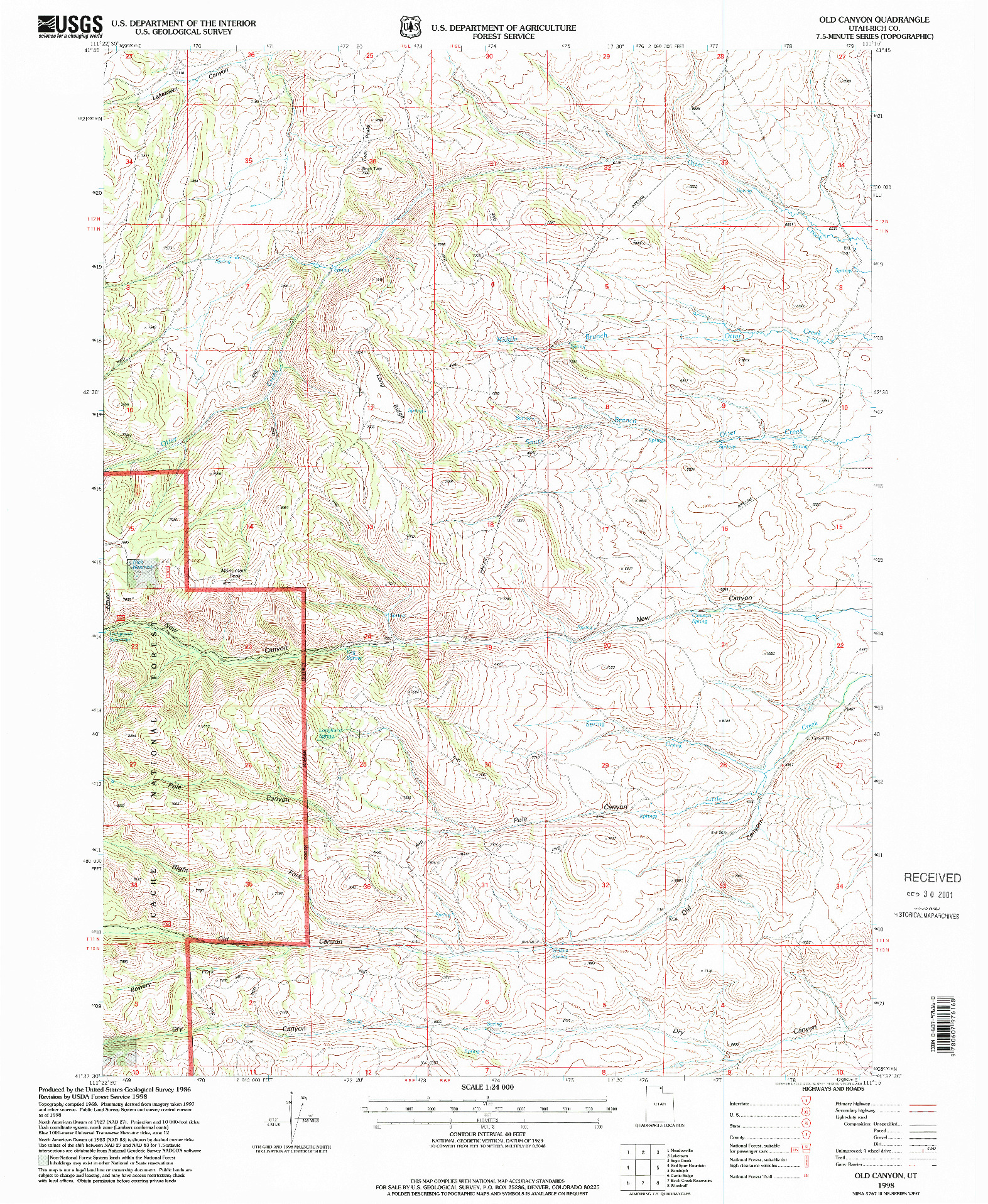 USGS 1:24000-SCALE QUADRANGLE FOR OLD CANYON, UT 1998