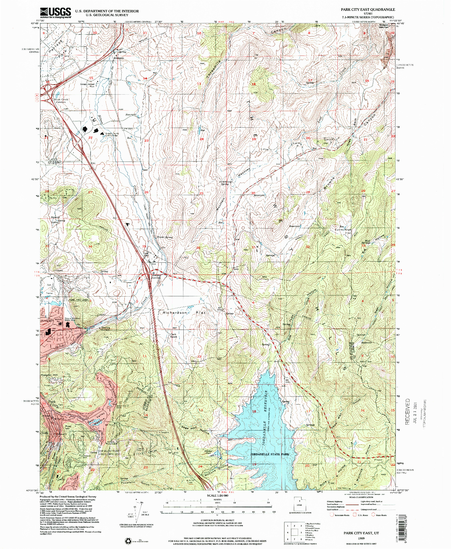 USGS 1:24000-SCALE QUADRANGLE FOR PARK CITY EAST, UT 1999