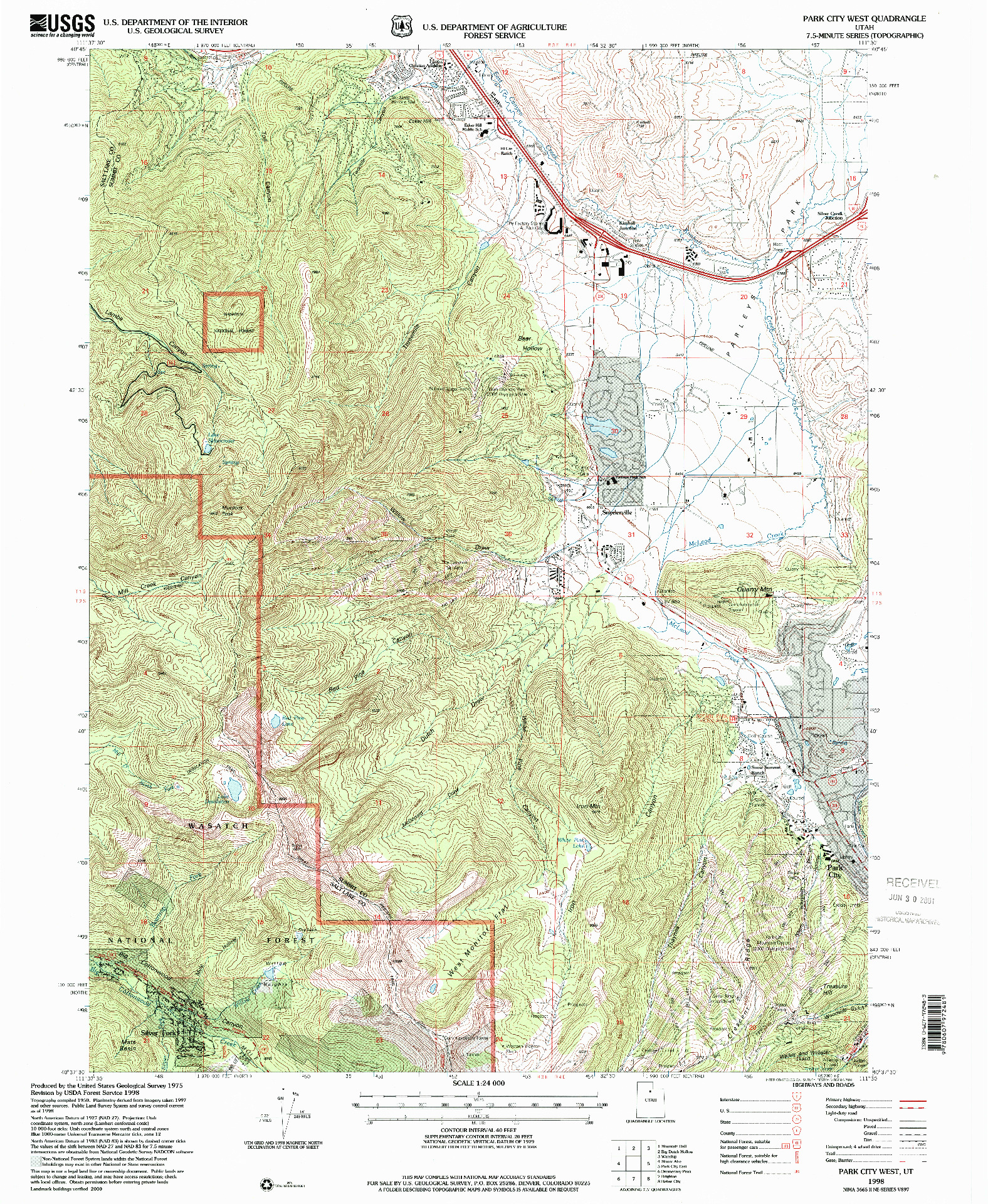 USGS 1:24000-SCALE QUADRANGLE FOR PARK CITY WEST, UT 1998