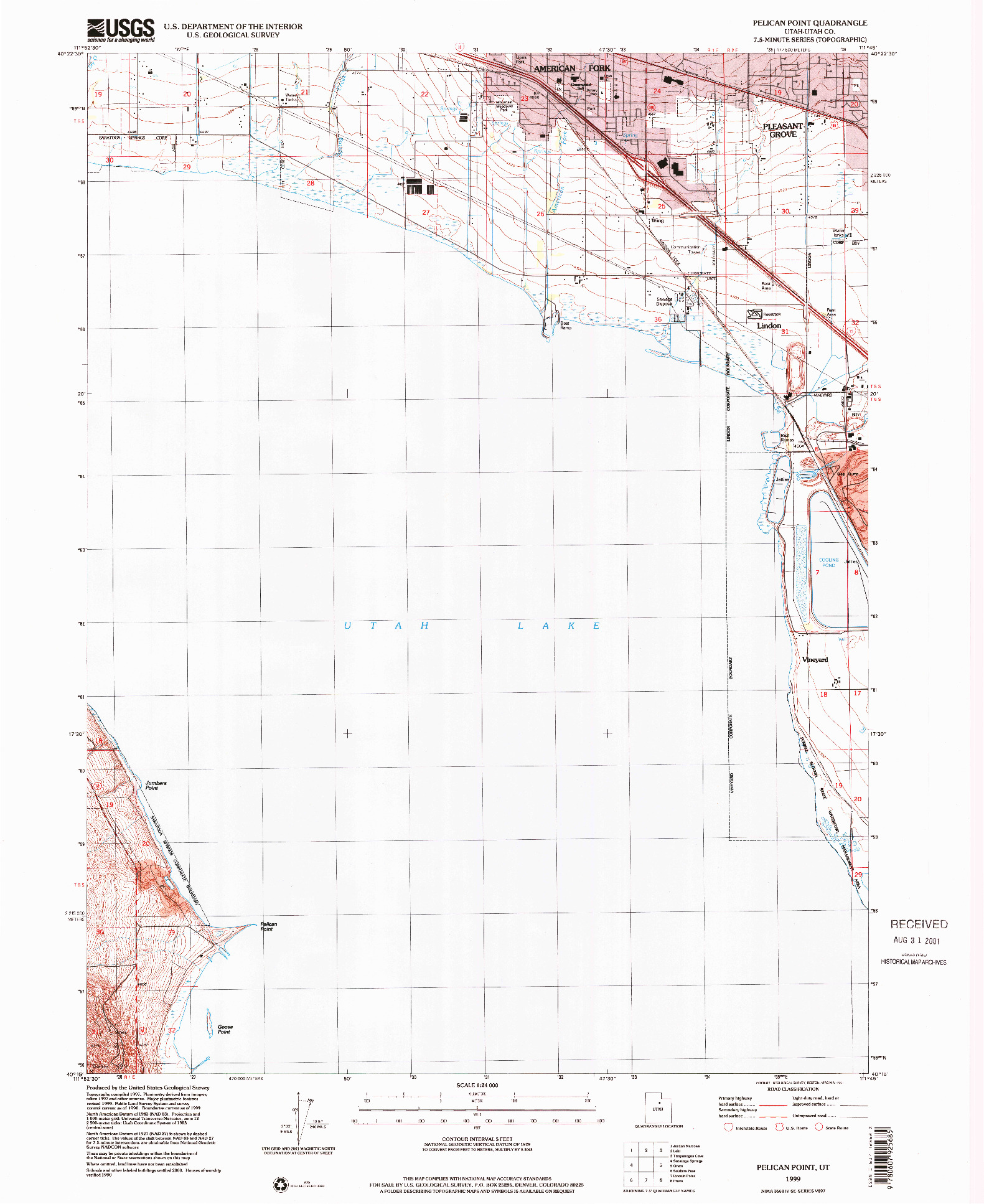 USGS 1:24000-SCALE QUADRANGLE FOR PELICAN POINT, UT 1999
