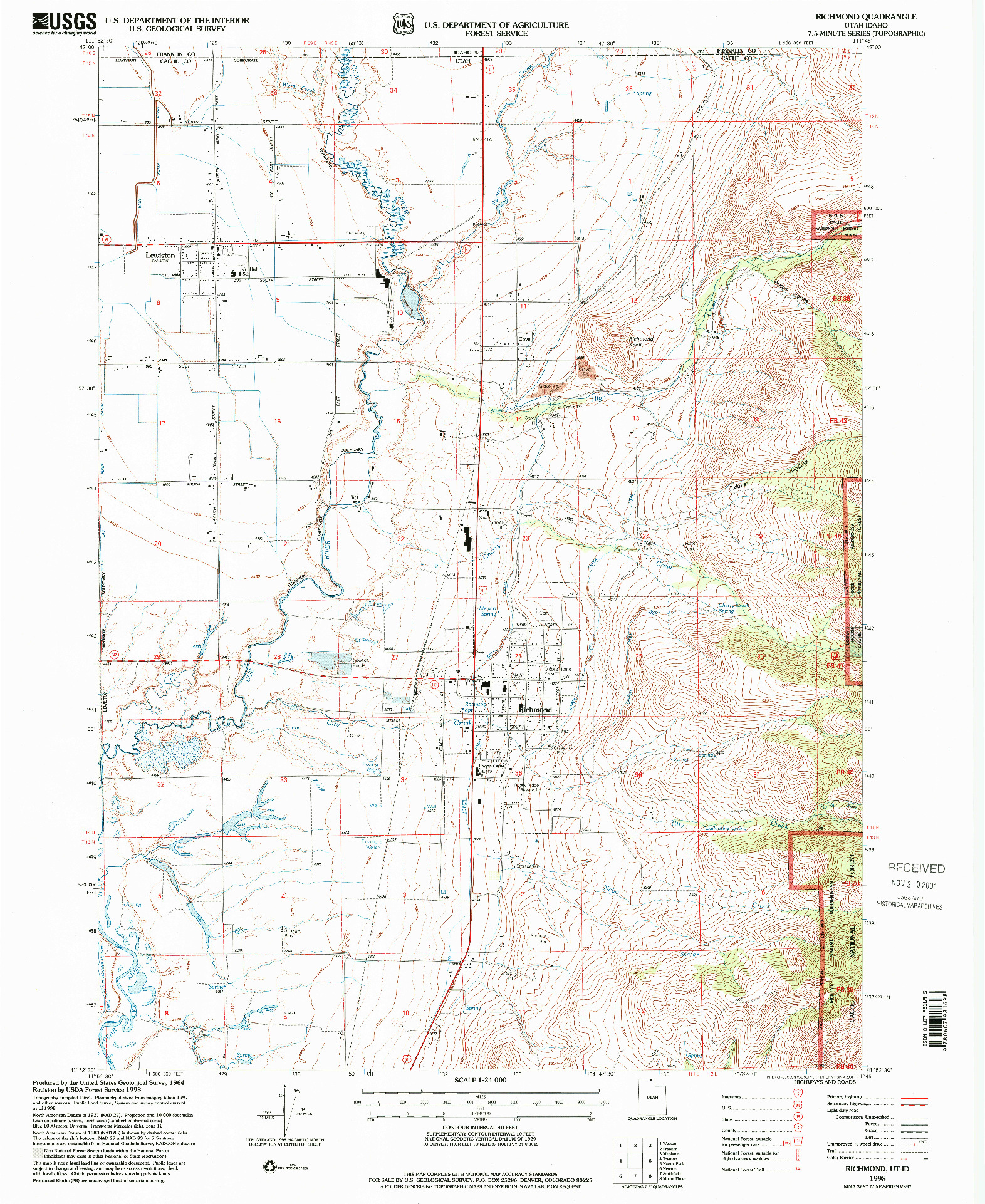 USGS 1:24000-SCALE QUADRANGLE FOR RICHMOND, UT 1998