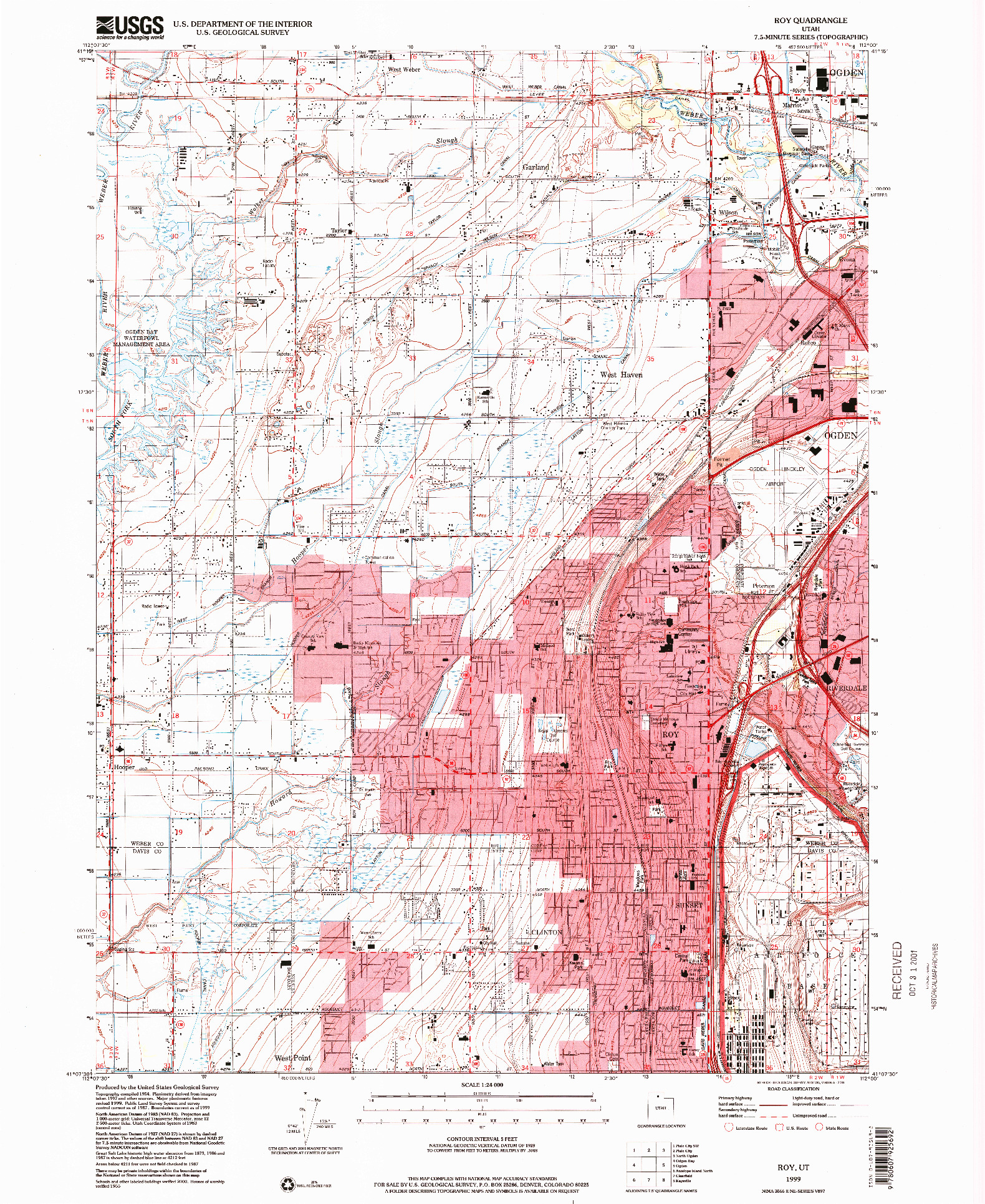 USGS 1:24000-SCALE QUADRANGLE FOR ROY, UT 1999