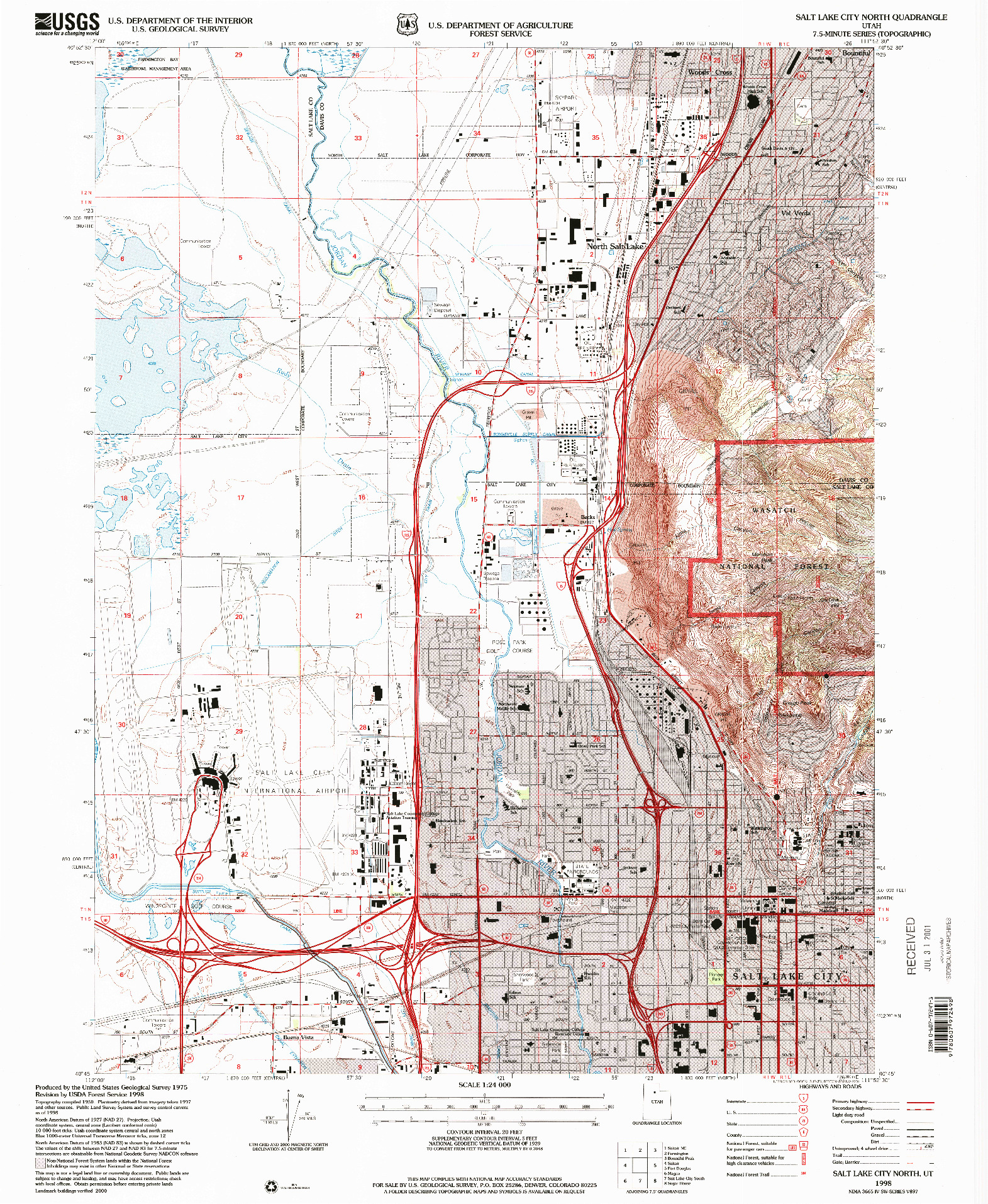 USGS 1:24000-SCALE QUADRANGLE FOR SALT LAKE CITY NORTH, UT 1998