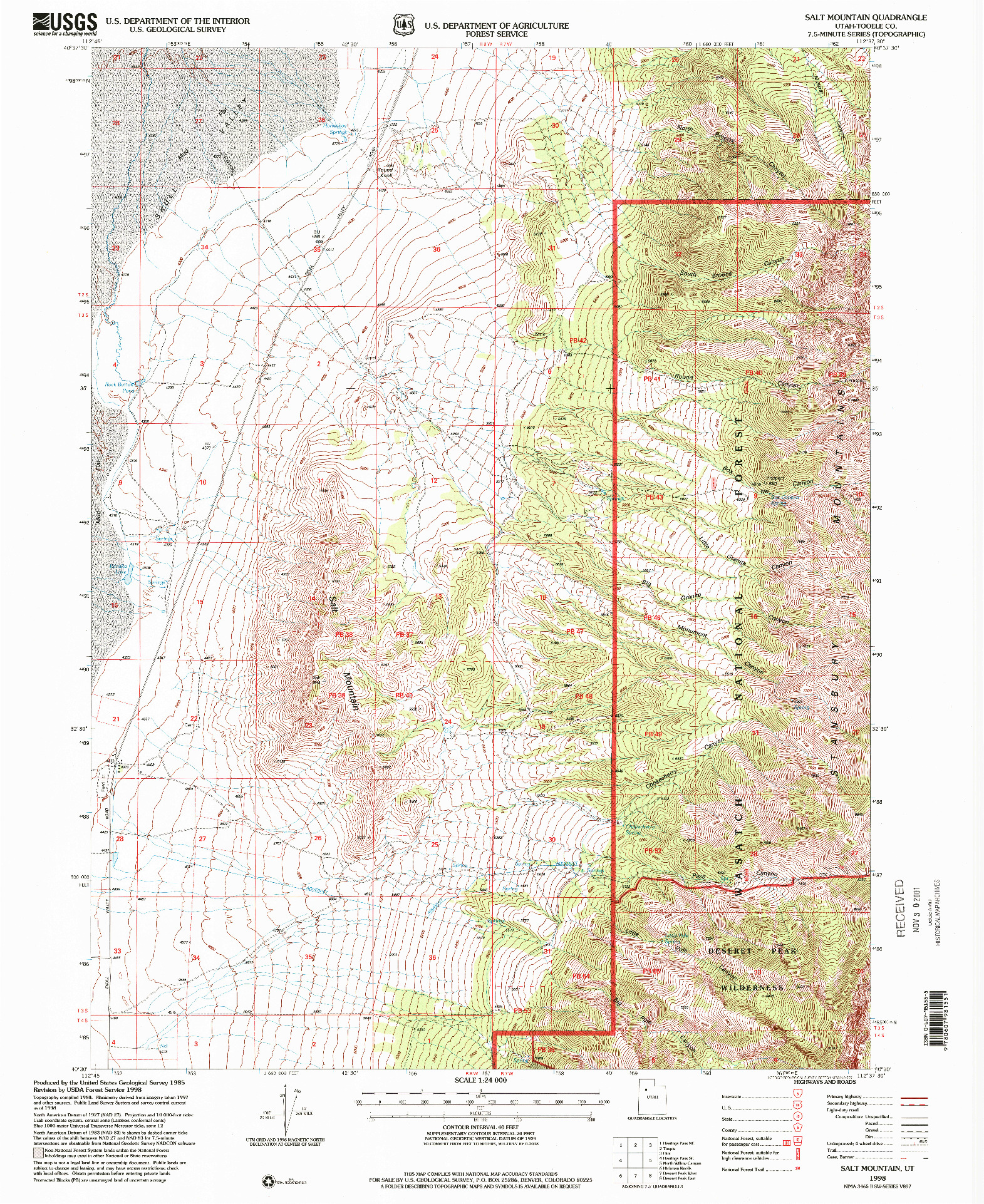 USGS 1:24000-SCALE QUADRANGLE FOR SALT MOUNTAIN, UT 1998