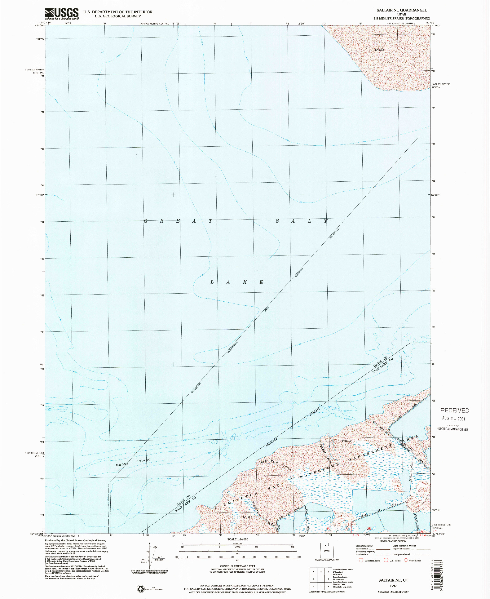 USGS 1:24000-SCALE QUADRANGLE FOR SALTAIR NE, UT 1997