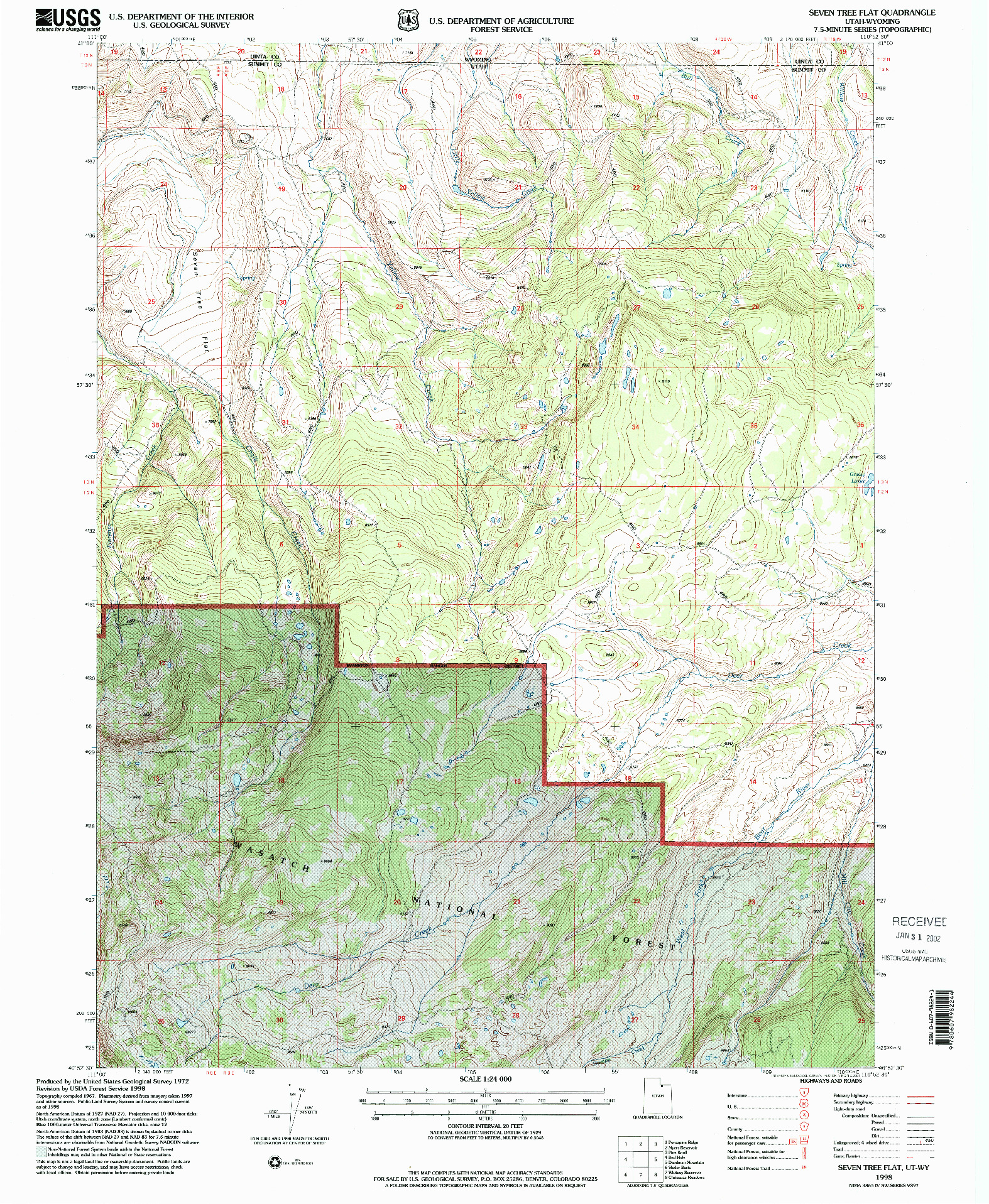 USGS 1:24000-SCALE QUADRANGLE FOR SEVEN TREE FLAT, UT 1998