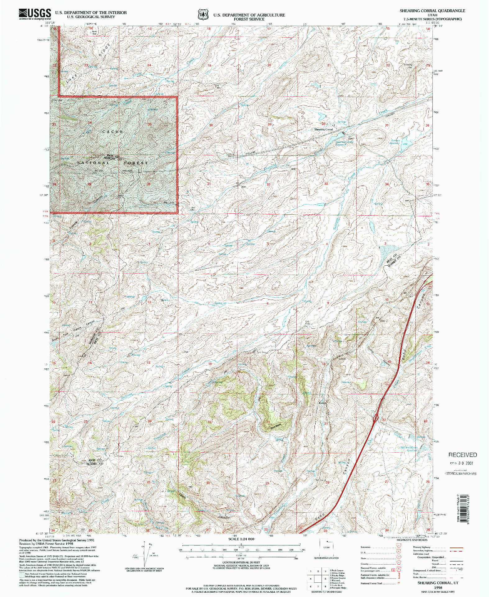 USGS 1:24000-SCALE QUADRANGLE FOR SHEARING CORRAL, UT 1998