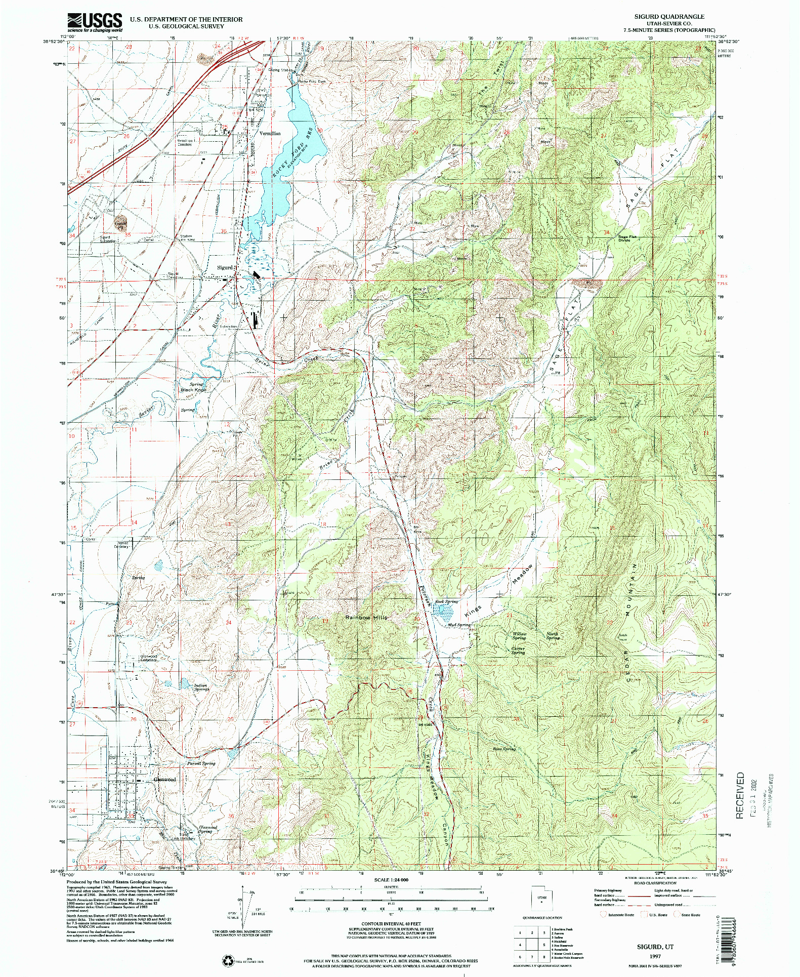 USGS 1:24000-SCALE QUADRANGLE FOR SIGURD, UT 1997