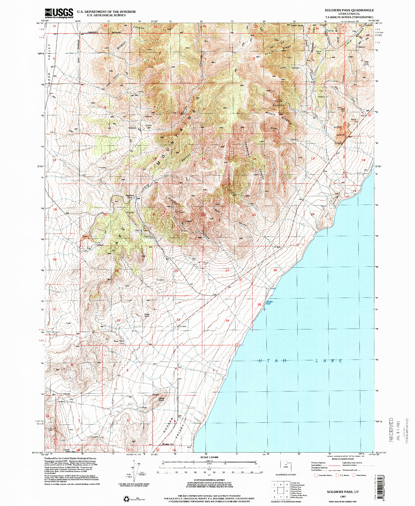 USGS 1:24000-SCALE QUADRANGLE FOR SOLDIERS PASS, UT 1997