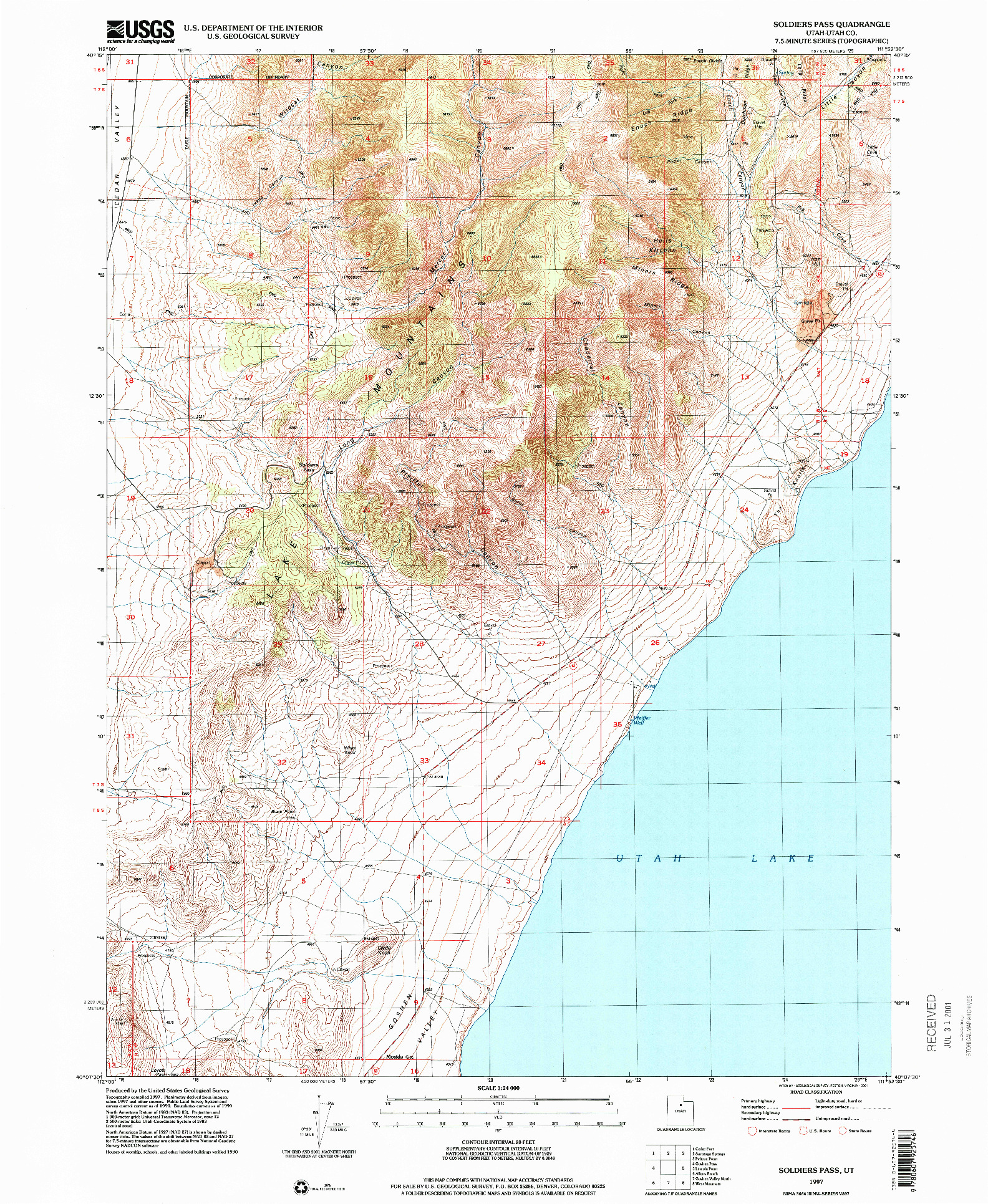 USGS 1:24000-SCALE QUADRANGLE FOR SOLDIERS PASS, UT 1997