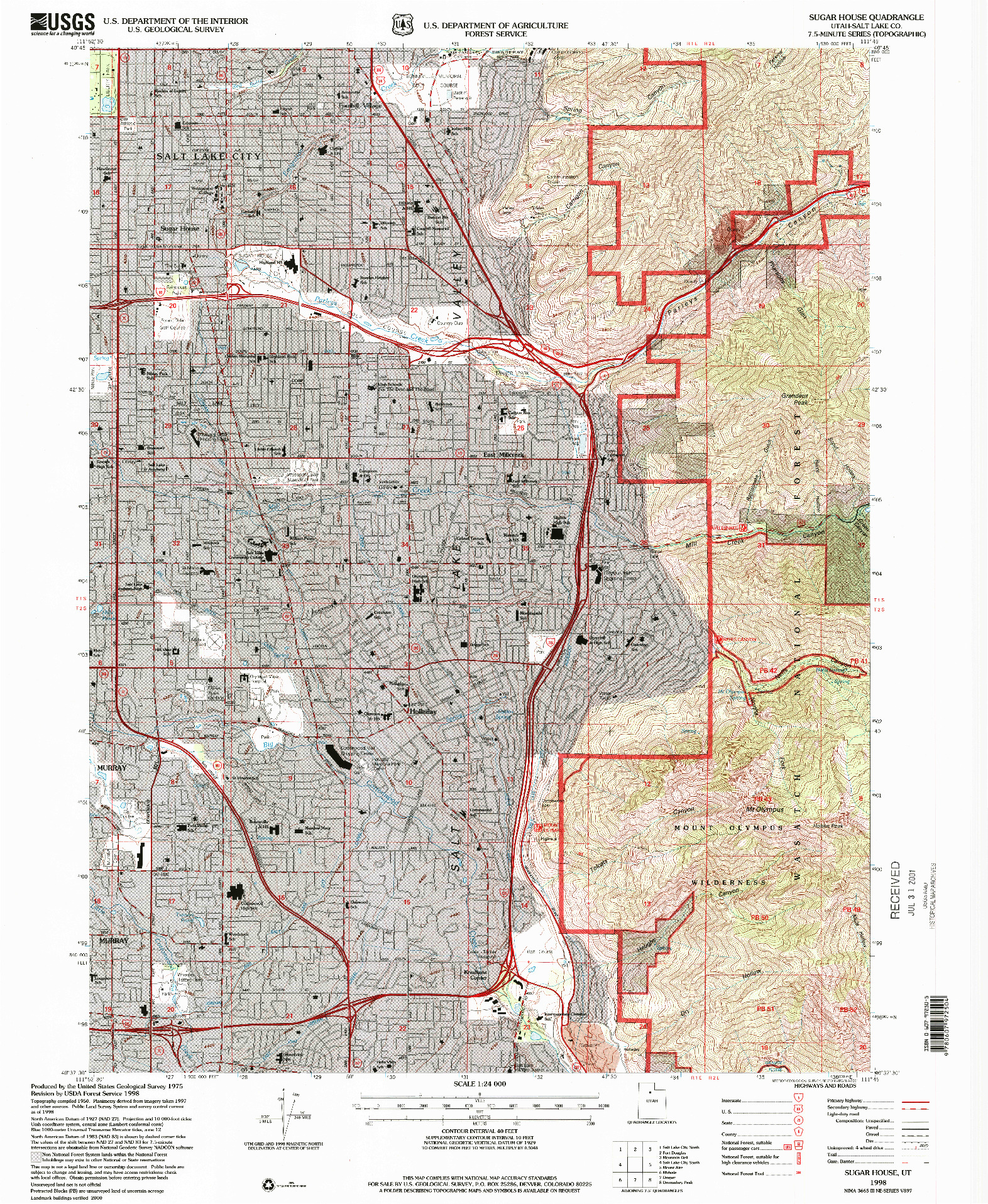 USGS 1:24000-SCALE QUADRANGLE FOR SUGAR HOUSE, UT 1998