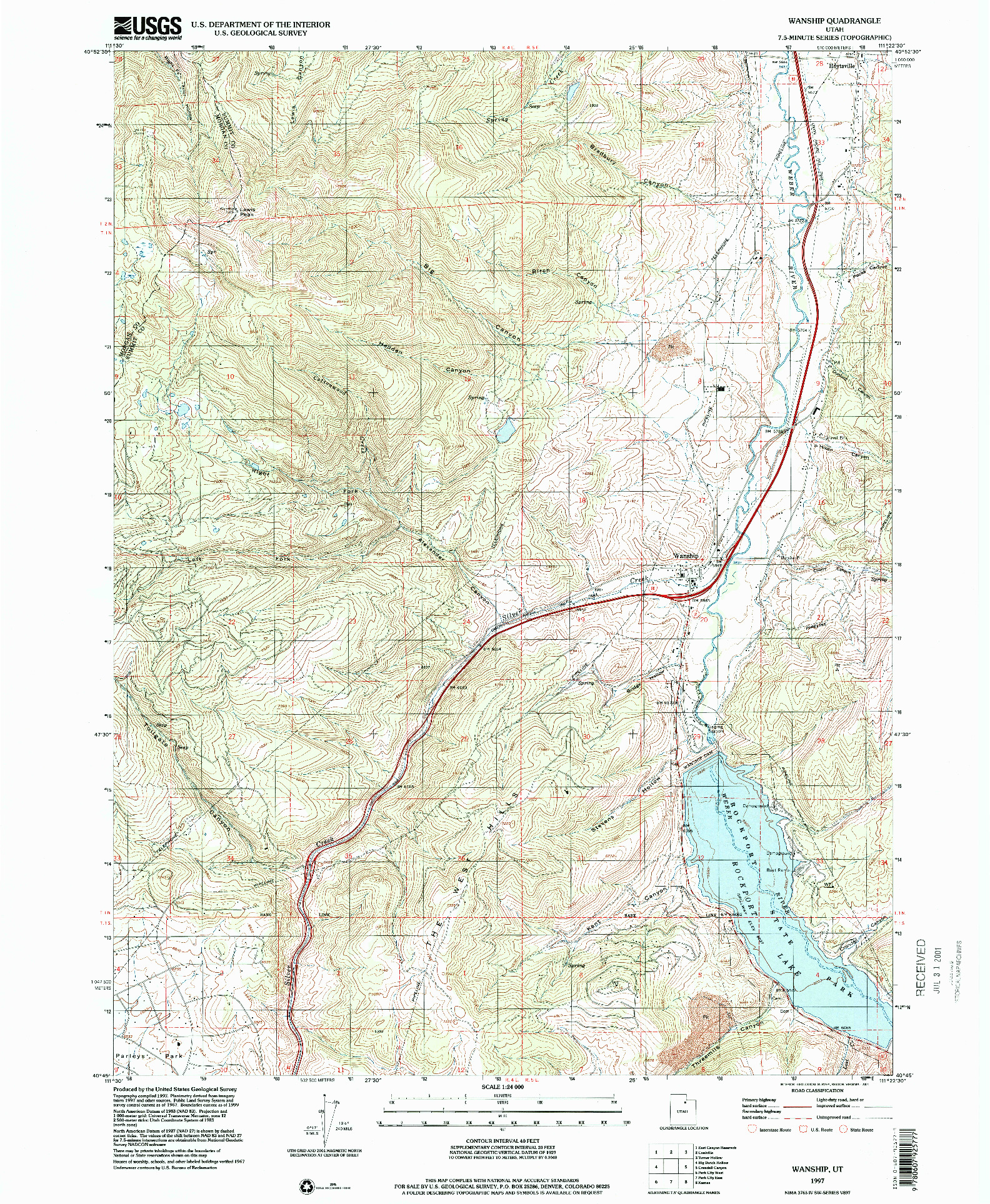 USGS 1:24000-SCALE QUADRANGLE FOR WANSHIP, UT 1997
