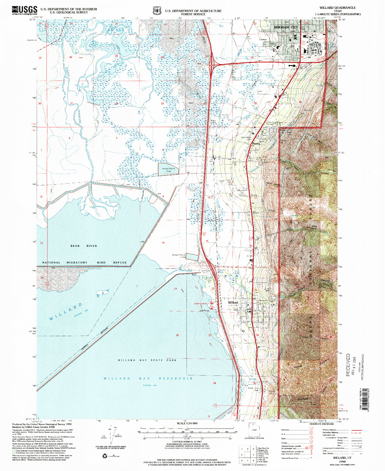 USGS 1:24000-SCALE QUADRANGLE FOR WILLARD, UT 1998