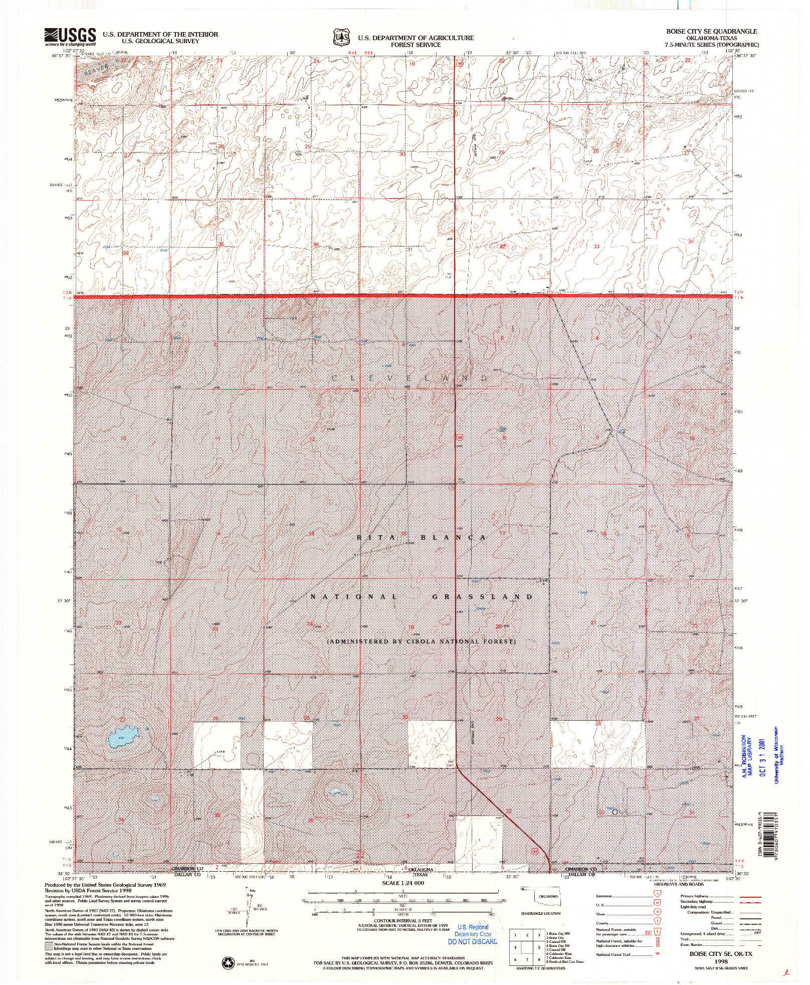 USGS 1:24000-SCALE QUADRANGLE FOR BOISE CITY SE, OK 1998