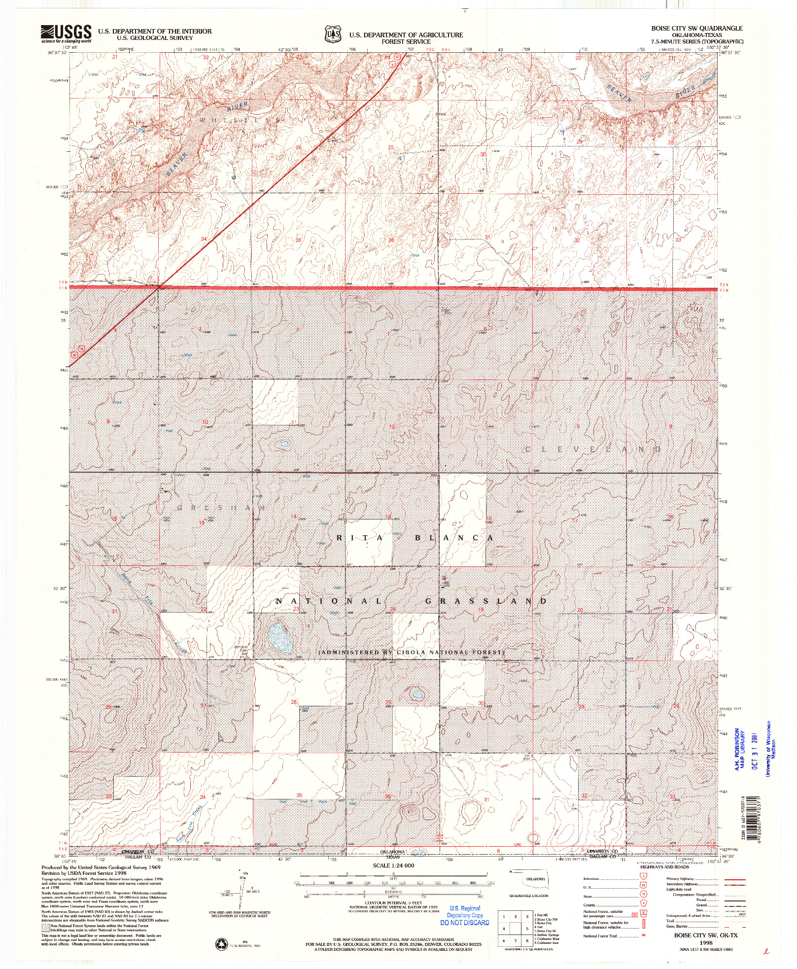 USGS 1:24000-SCALE QUADRANGLE FOR BOISE CITY SW, OK 1998