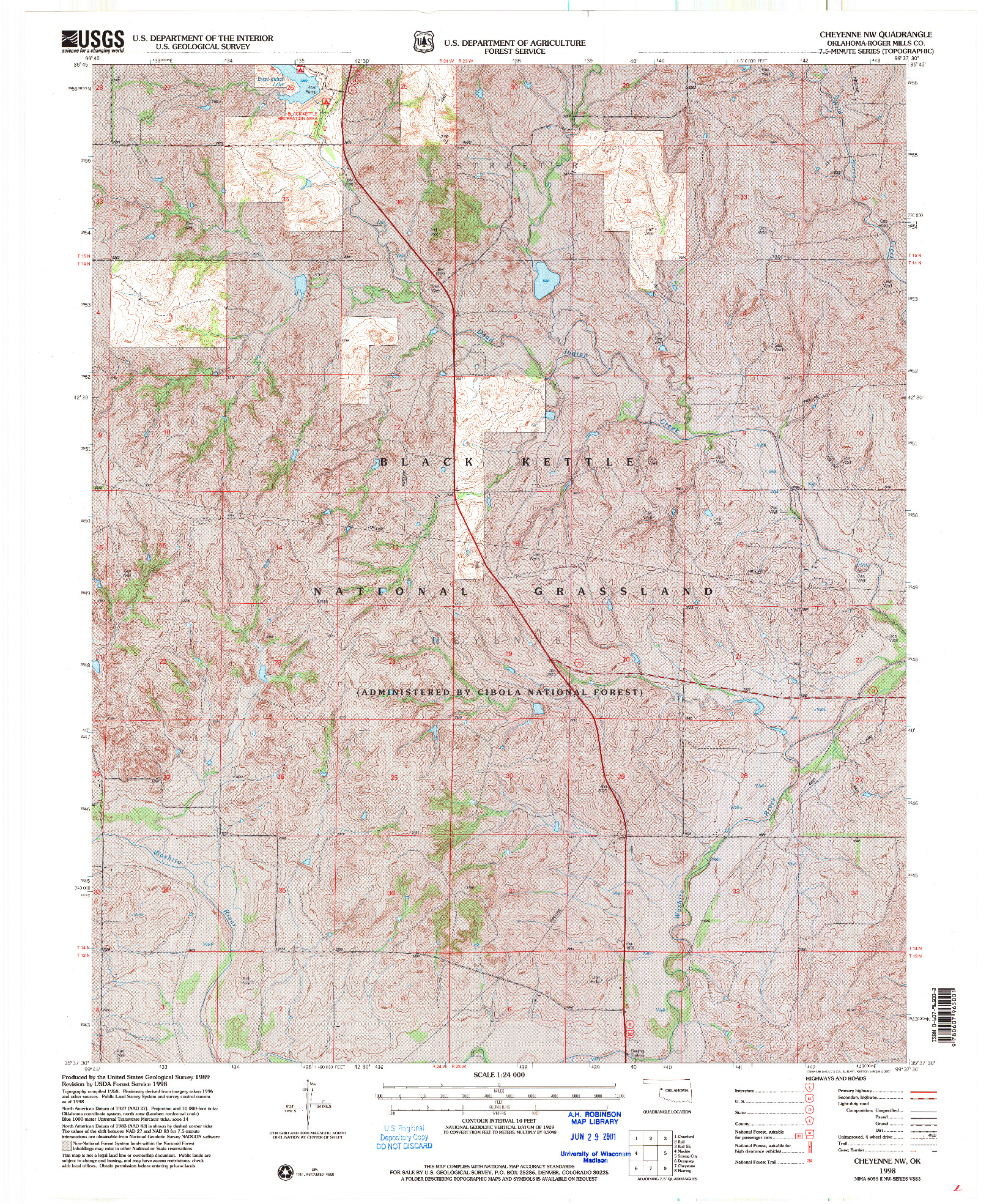 USGS 1:24000-SCALE QUADRANGLE FOR CHEYENNE NW, OK 1998
