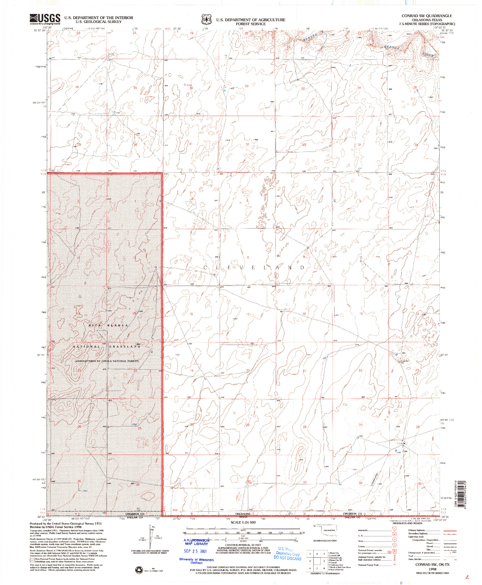 USGS 1:24000-SCALE QUADRANGLE FOR CONRAD SW, OK 1998