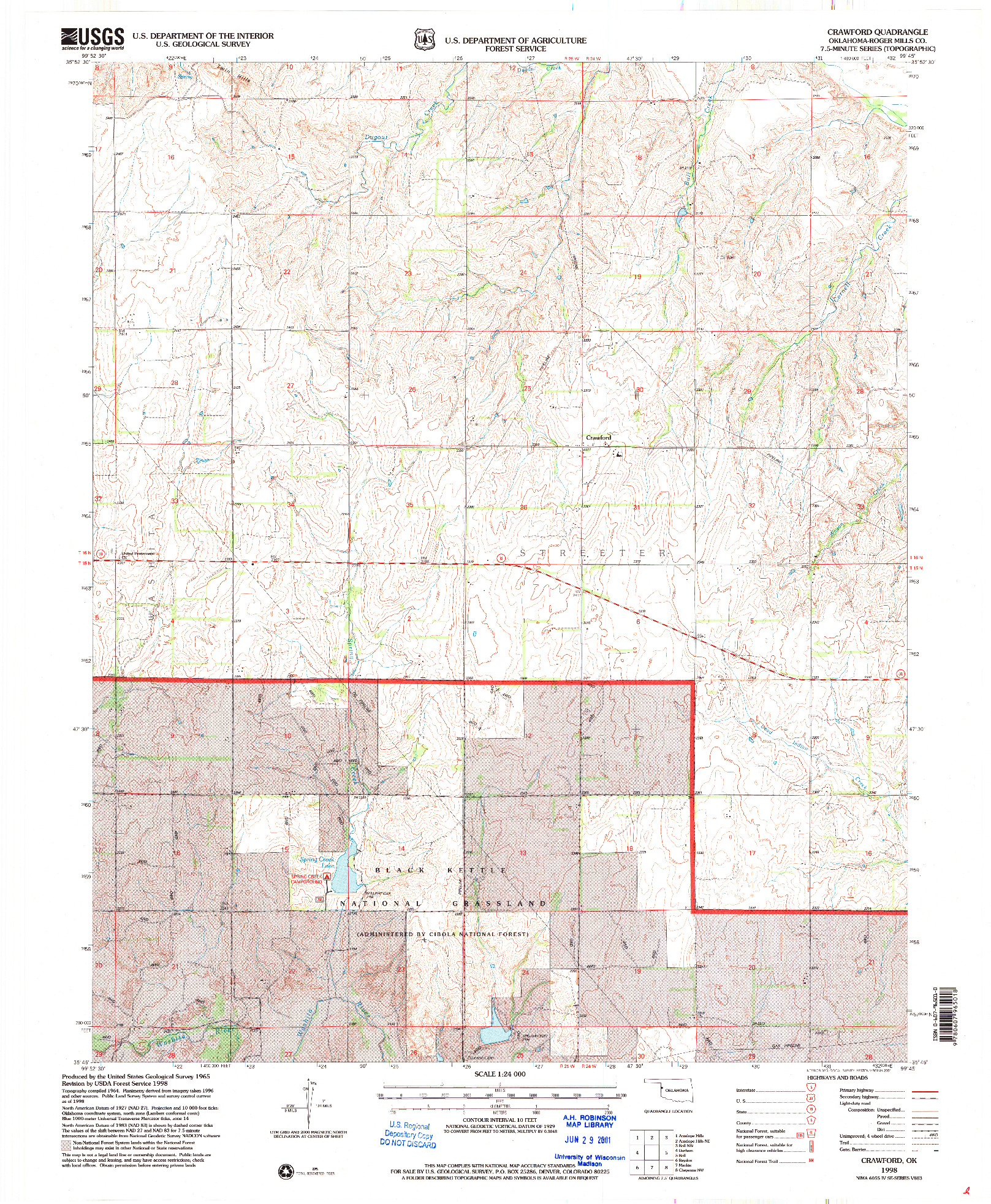 USGS 1:24000-SCALE QUADRANGLE FOR CRAWFORD, OK 1998