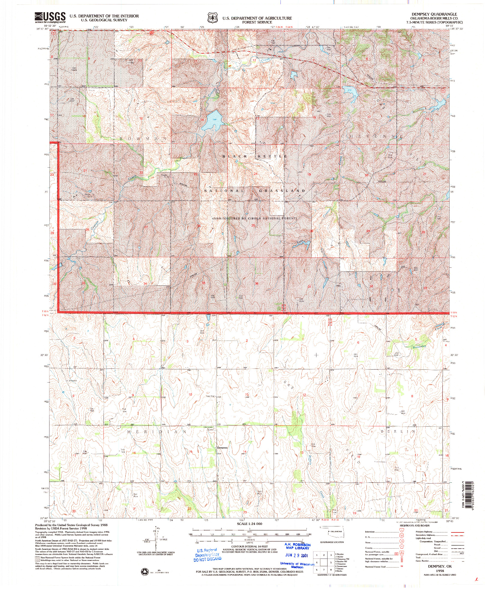 USGS 1:24000-SCALE QUADRANGLE FOR DEMPSEY, OK 1998