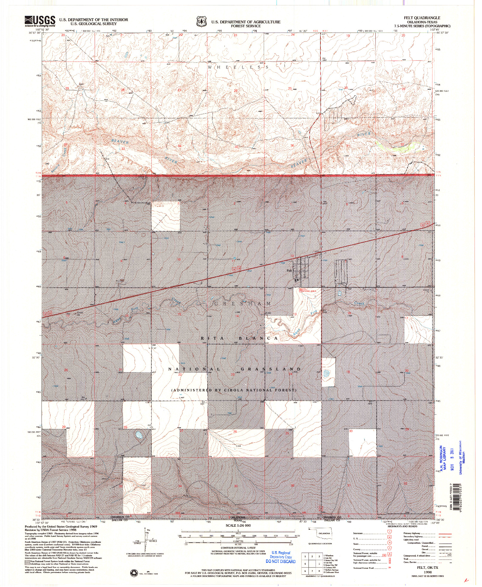 USGS 1:24000-SCALE QUADRANGLE FOR FELT, OK 1998