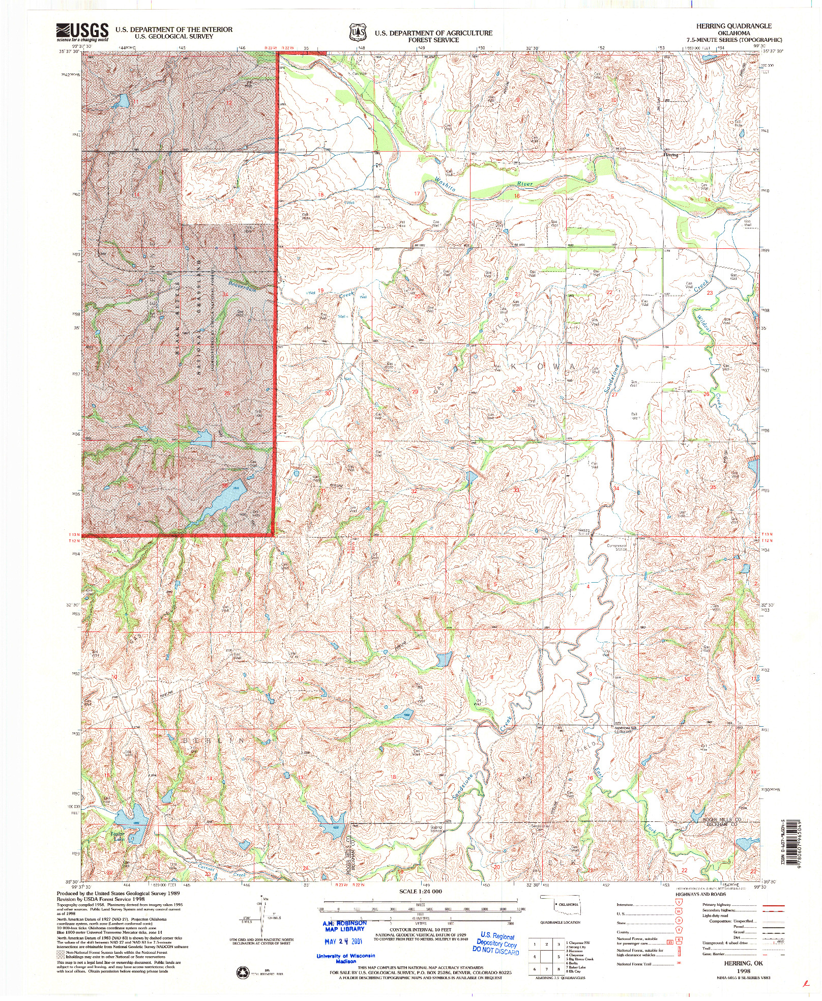USGS 1:24000-SCALE QUADRANGLE FOR HERRING, OK 1998
