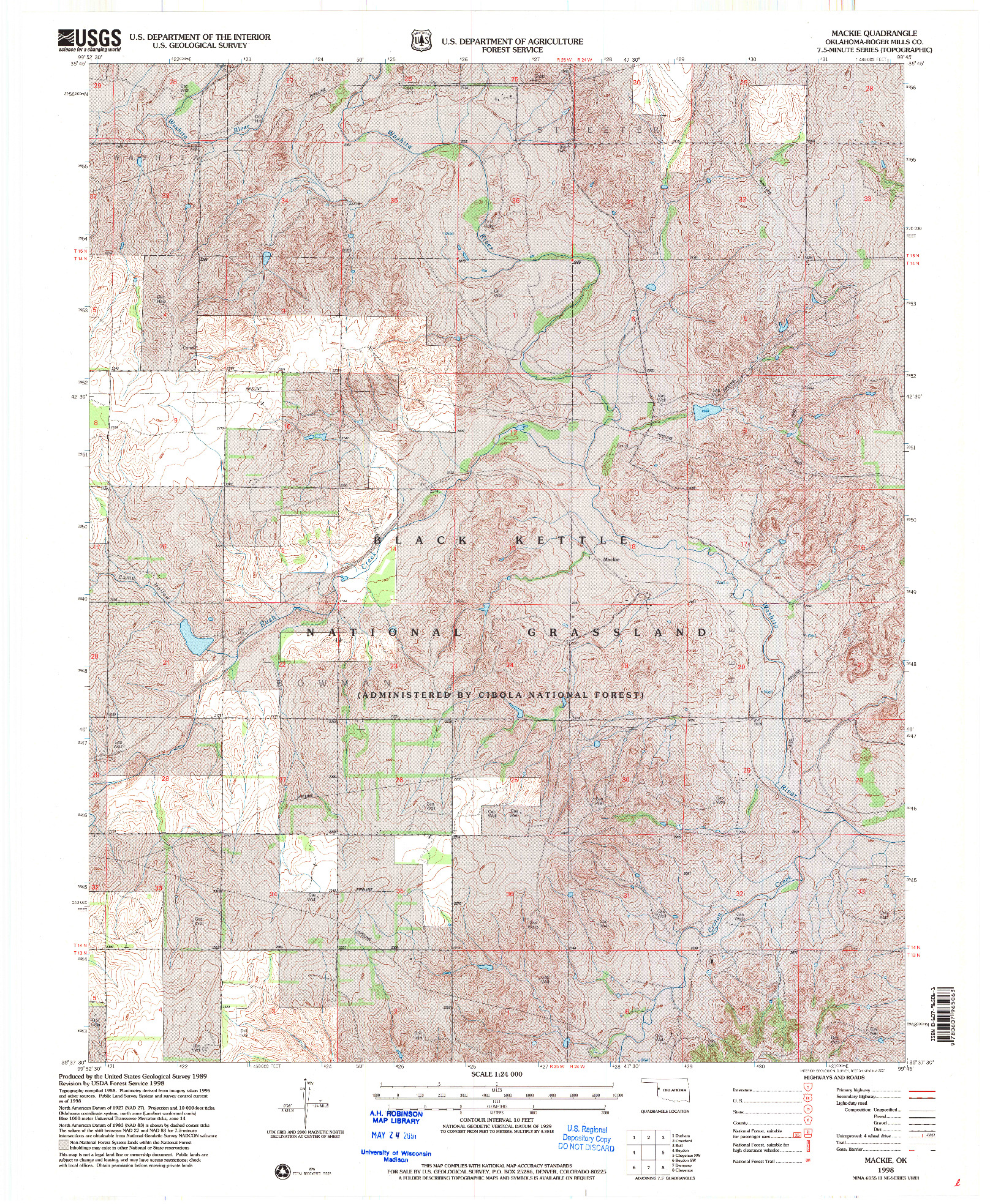 USGS 1:24000-SCALE QUADRANGLE FOR MACKIE, OK 1998