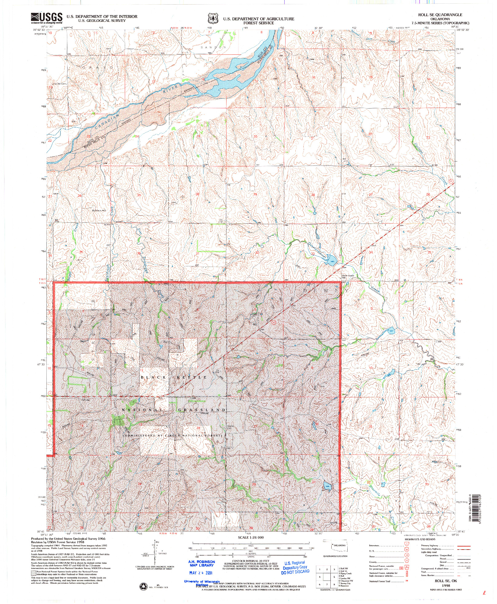 USGS 1:24000-SCALE QUADRANGLE FOR ROLL SE, OK 1998