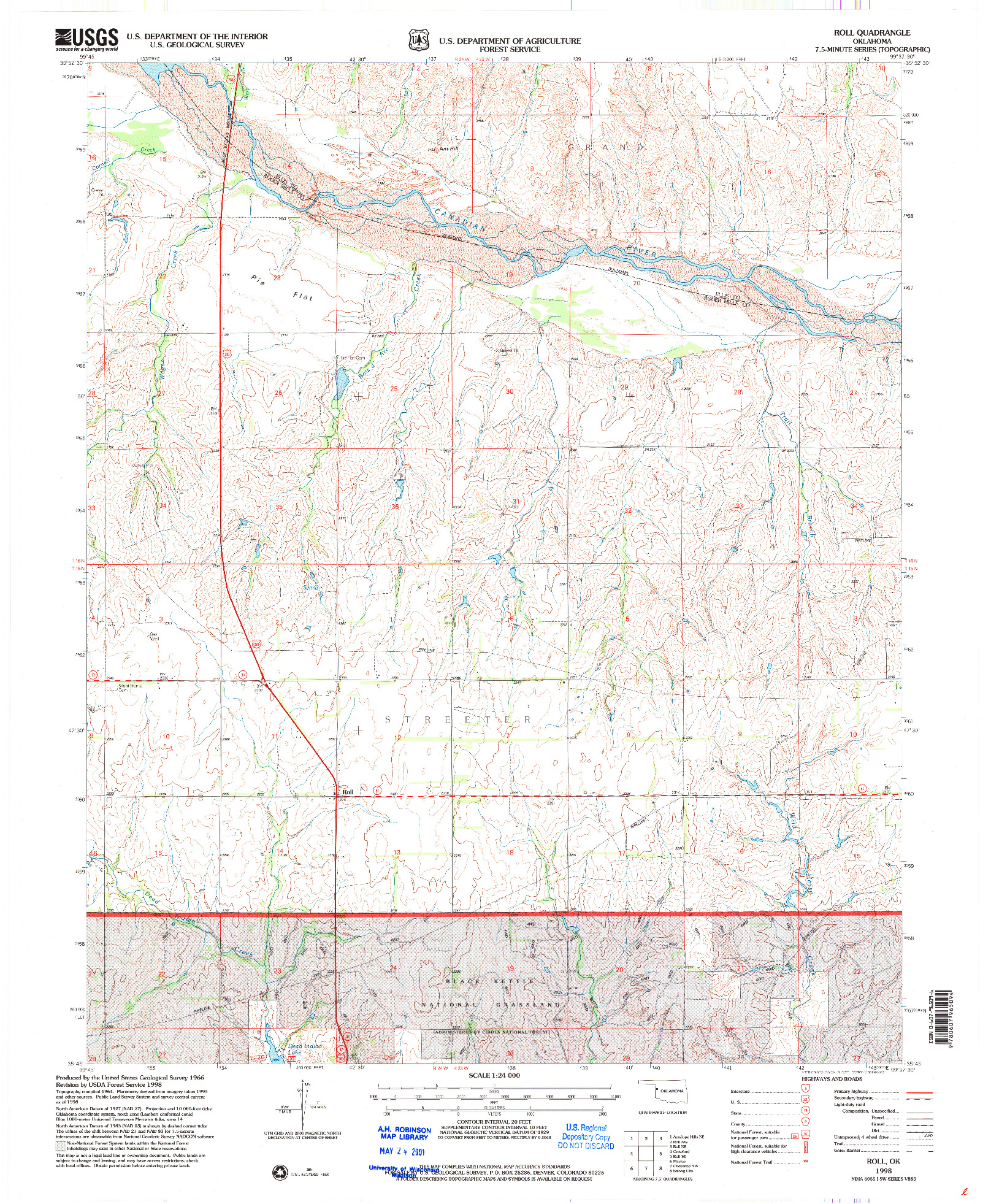 USGS 1:24000-SCALE QUADRANGLE FOR ROLL, OK 1998