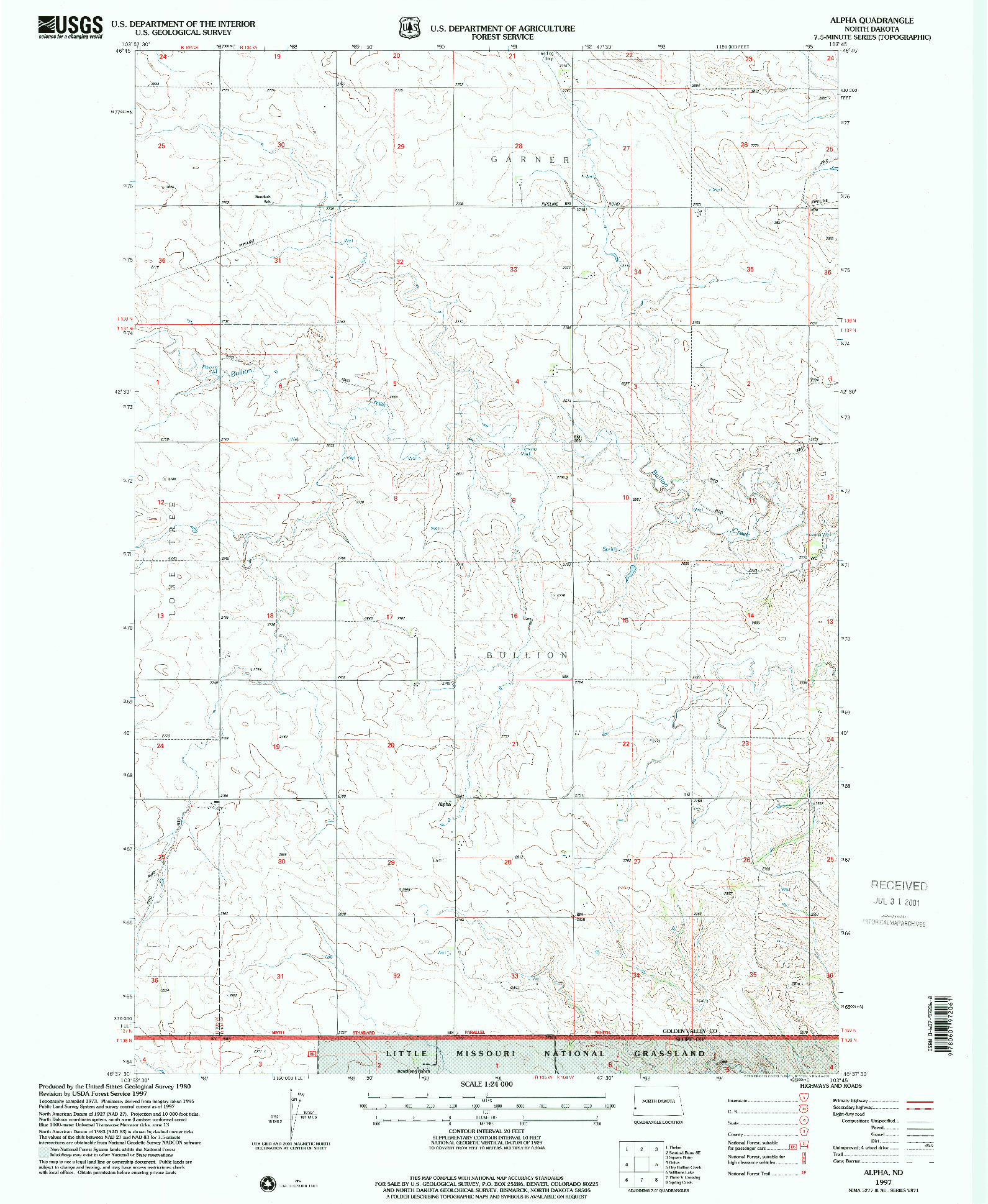 USGS 1:24000-SCALE QUADRANGLE FOR ALPHA, ND 1997