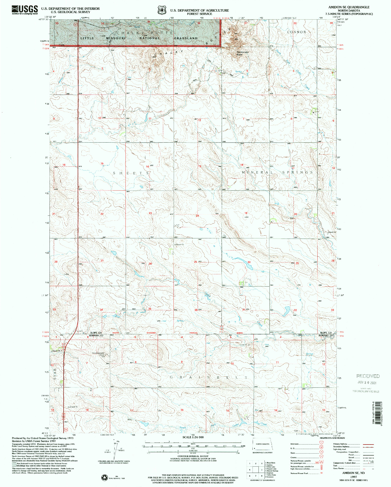 USGS 1:24000-SCALE QUADRANGLE FOR AMIDON SE, ND 1997