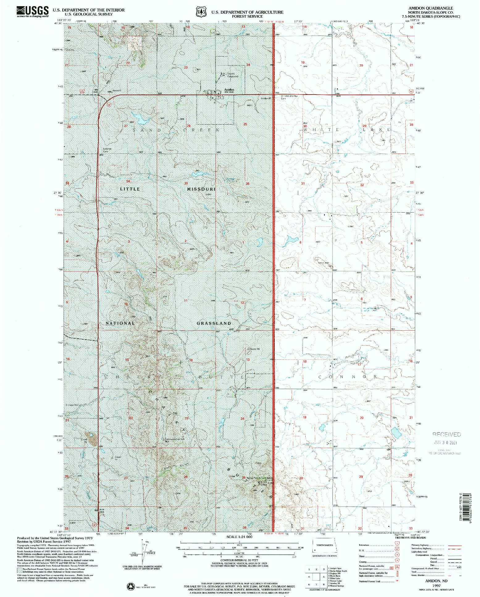 USGS 1:24000-SCALE QUADRANGLE FOR AMIDON, ND 1997