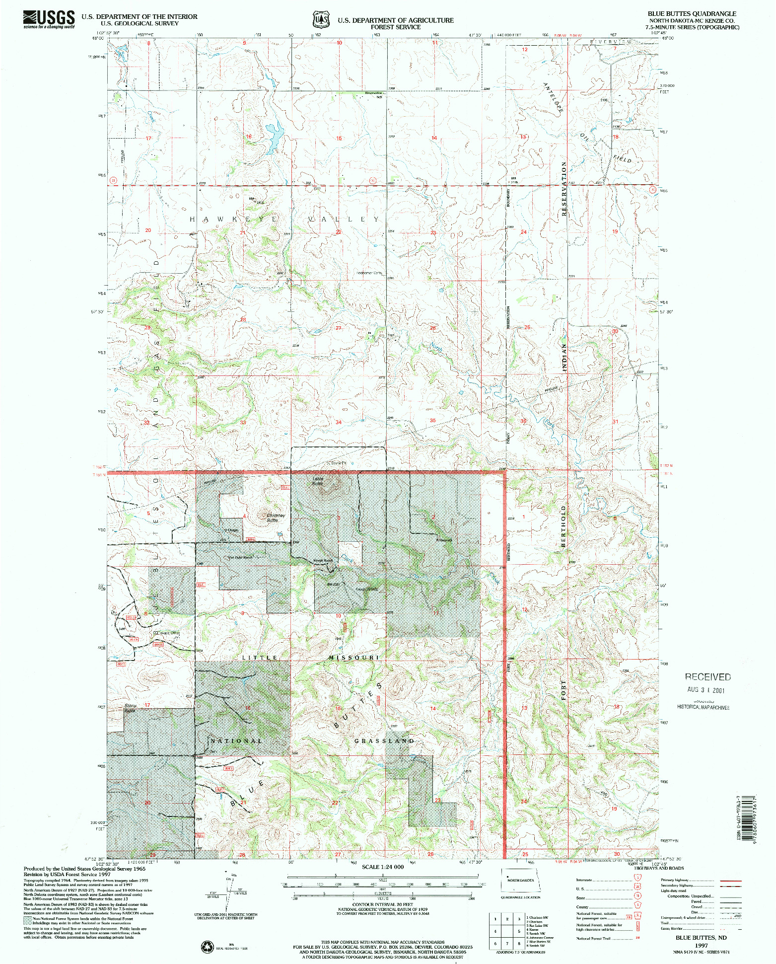 USGS 1:24000-SCALE QUADRANGLE FOR BLUE BUTTES, ND 1997