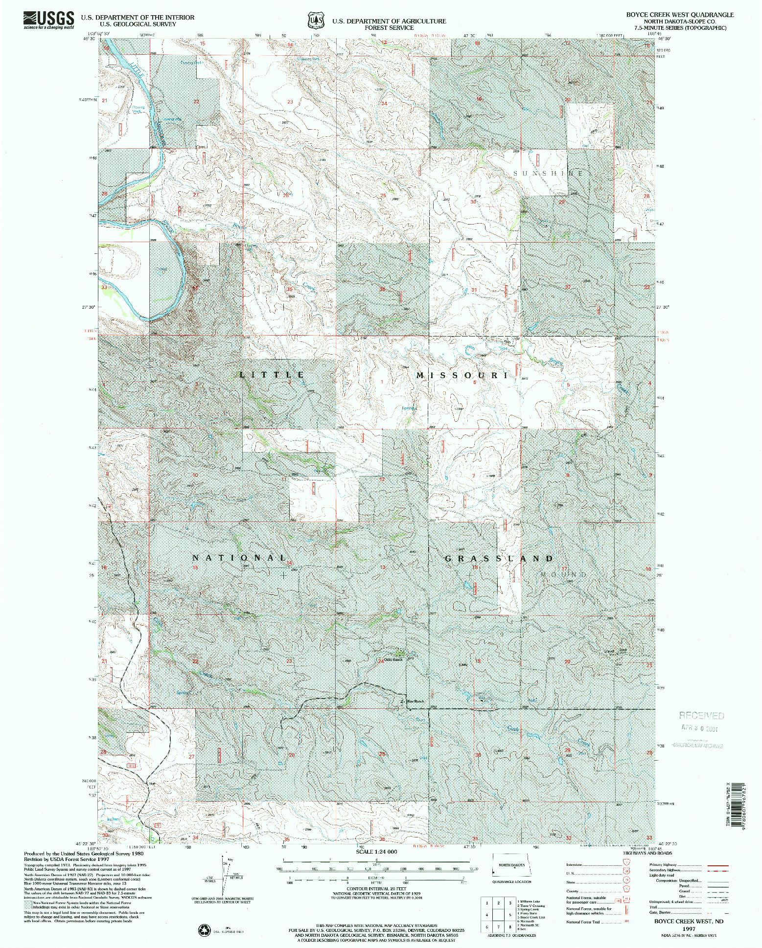 USGS 1:24000-SCALE QUADRANGLE FOR BOYCE CREEK WEST, ND 1997