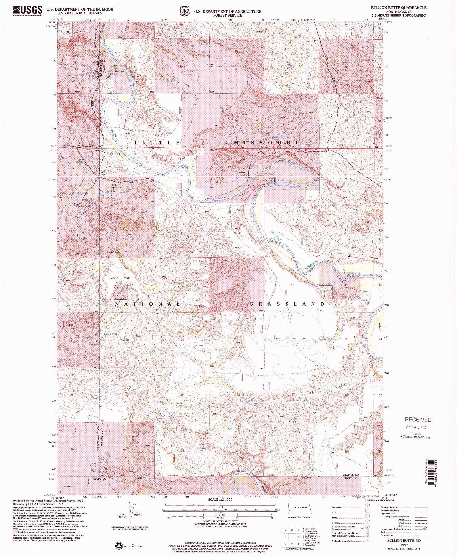 USGS 1:24000-SCALE QUADRANGLE FOR BULLION BUTTE, ND 1997