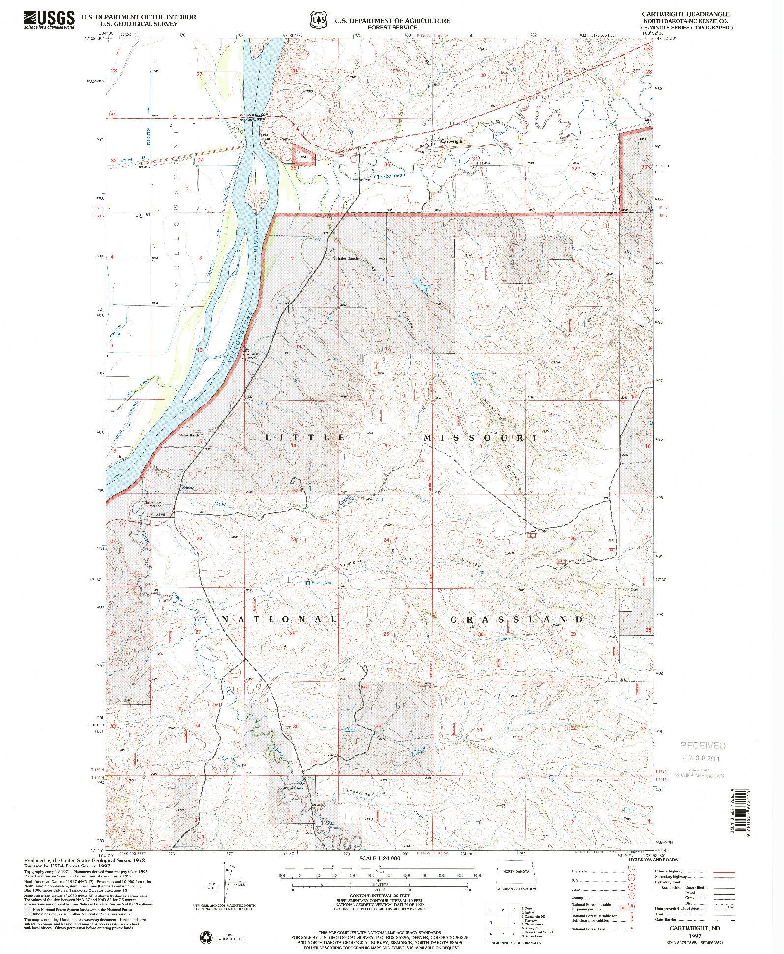 USGS 1:24000-SCALE QUADRANGLE FOR CARTWRIGHT, ND 1997