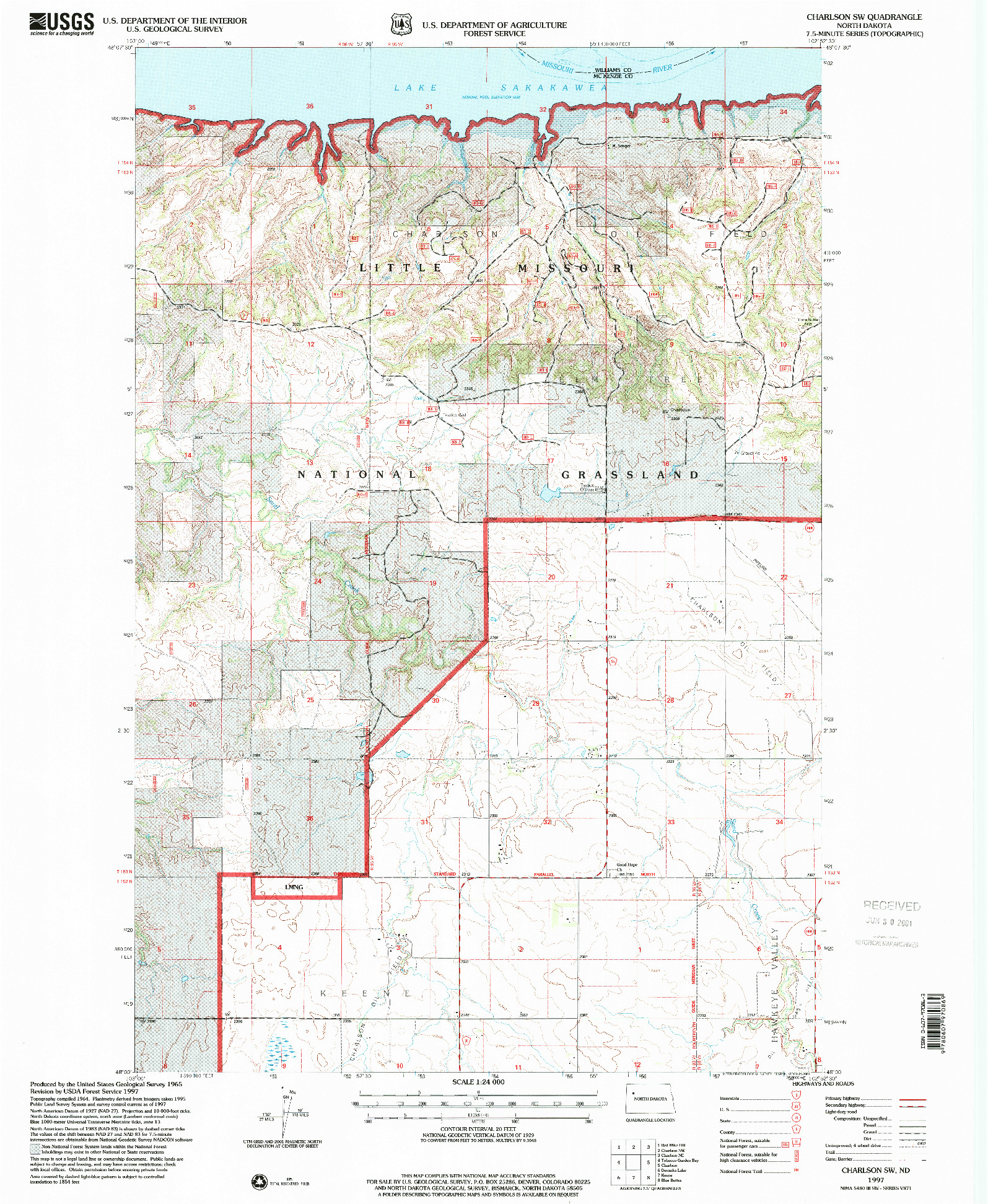 USGS 1:24000-SCALE QUADRANGLE FOR CHARLSON SW, ND 1997
