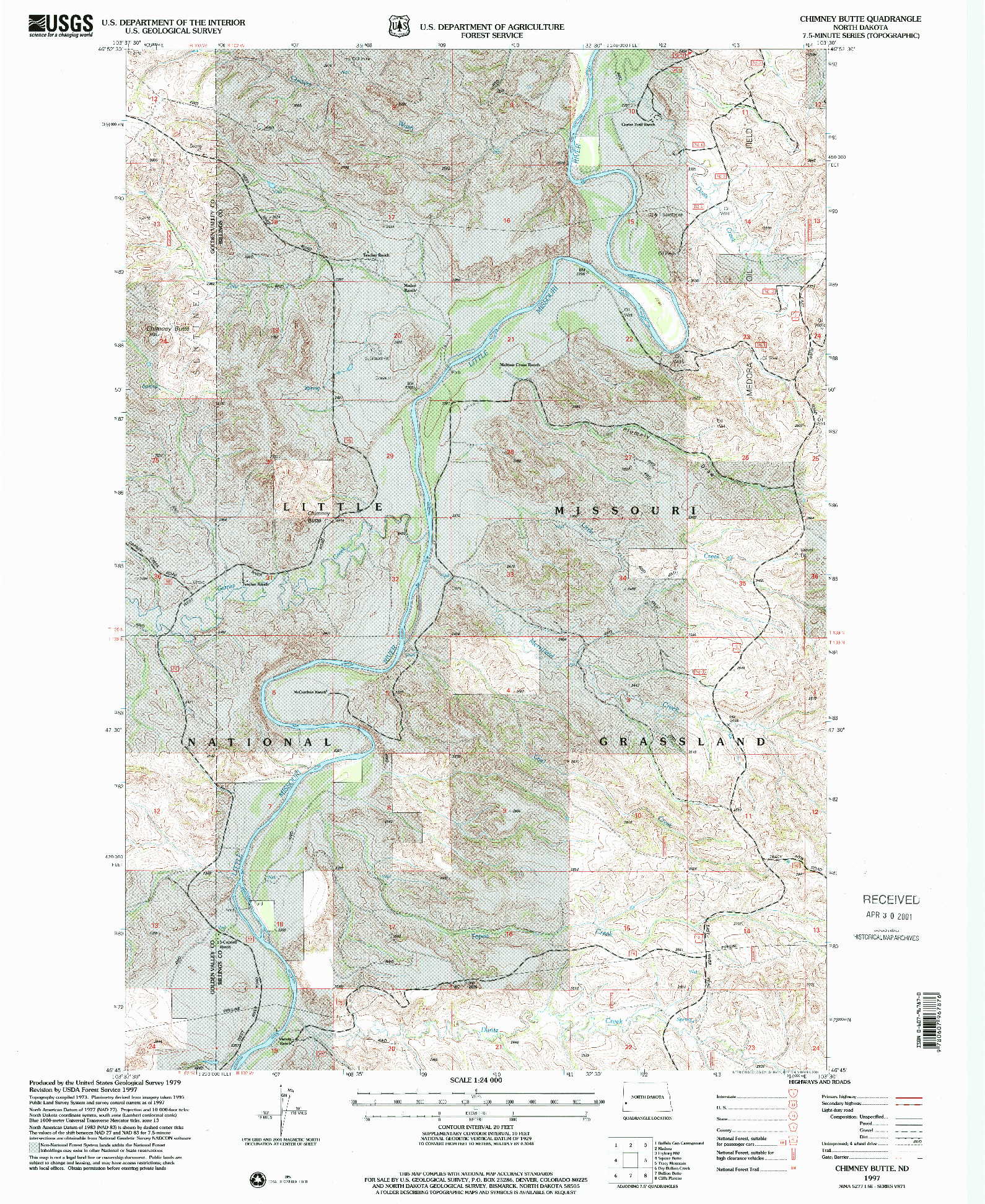 USGS 1:24000-SCALE QUADRANGLE FOR CHIMNEY BUTTE, ND 1997