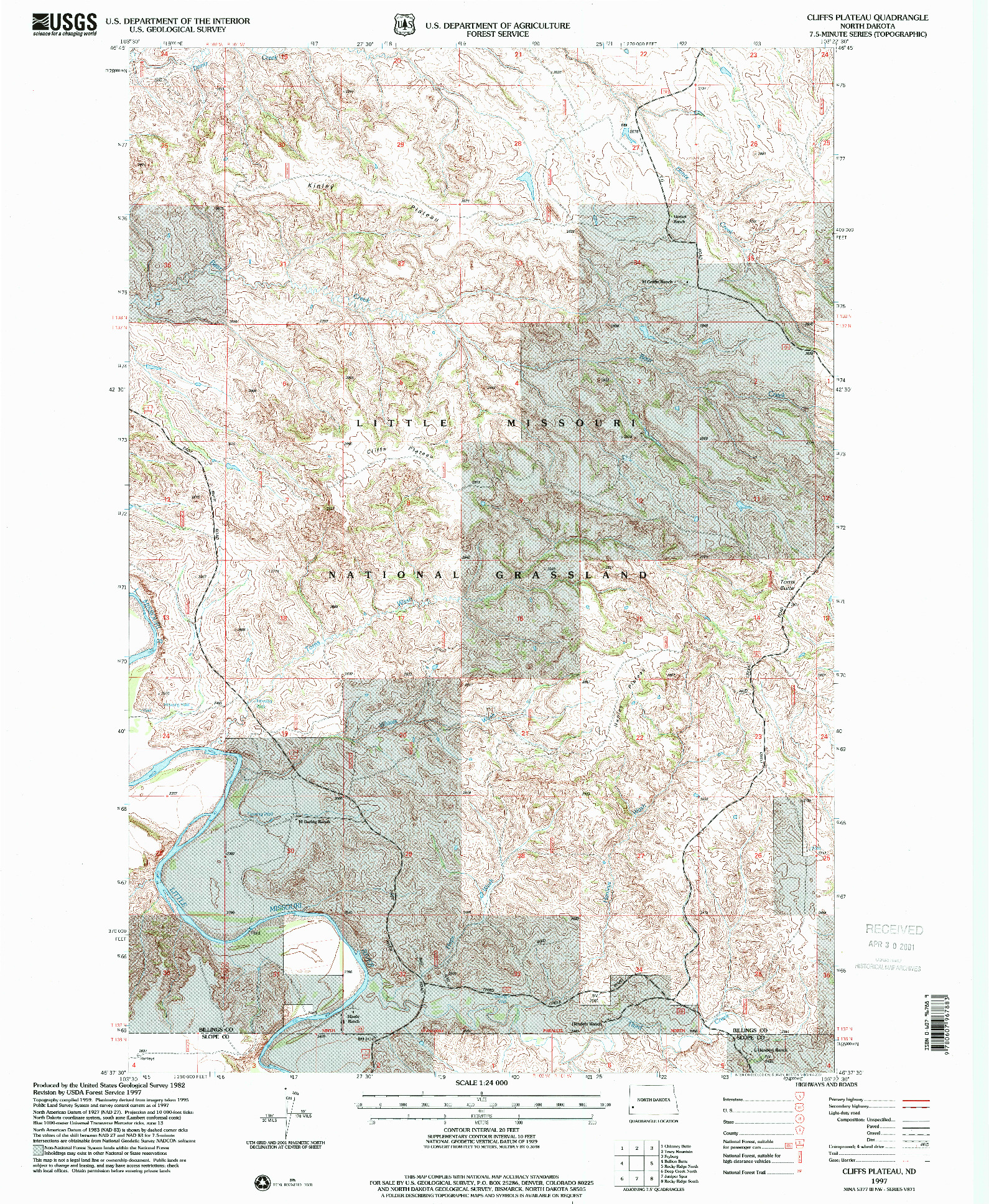 USGS 1:24000-SCALE QUADRANGLE FOR CLIFFS PLATEAU, ND 1997