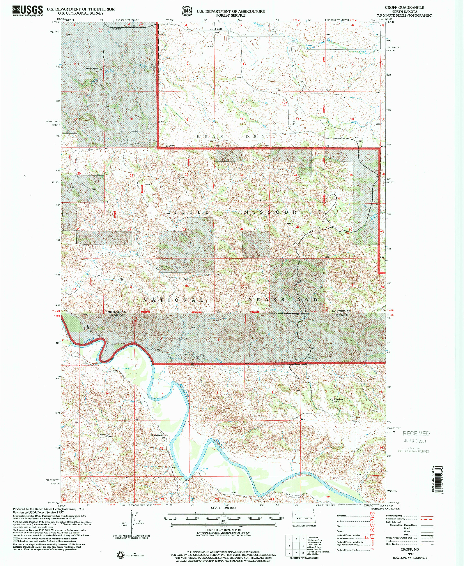 USGS 1:24000-SCALE QUADRANGLE FOR CROFF, ND 1997