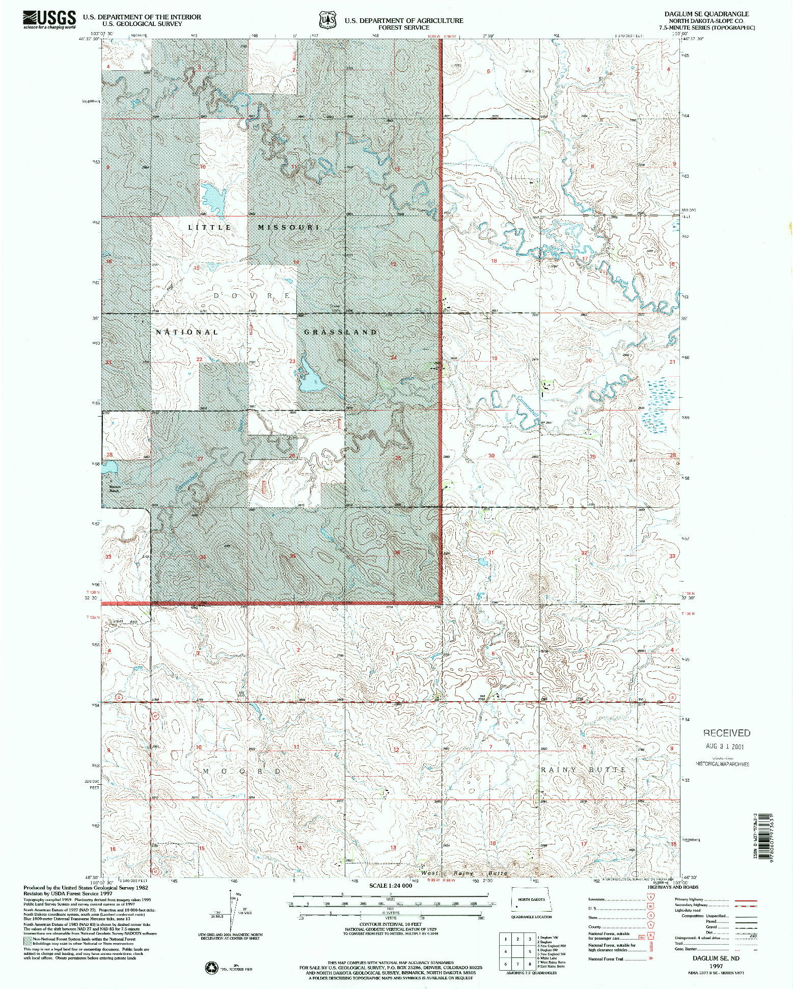 USGS 1:24000-SCALE QUADRANGLE FOR DAGLUM SE, ND 1997