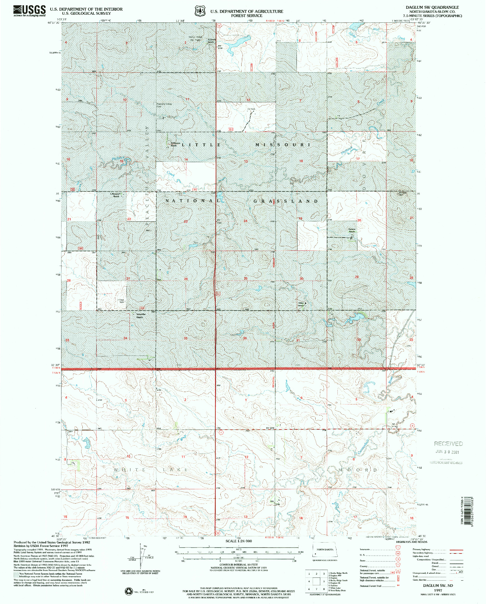 USGS 1:24000-SCALE QUADRANGLE FOR DAGLUM SW, ND 1997