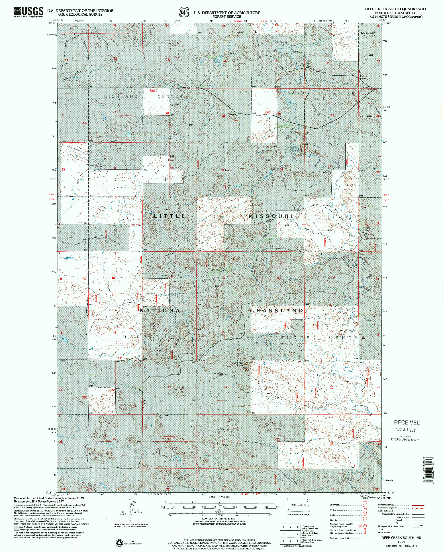 USGS 1:24000-SCALE QUADRANGLE FOR DEEP CREEK SOUTH, ND 1997