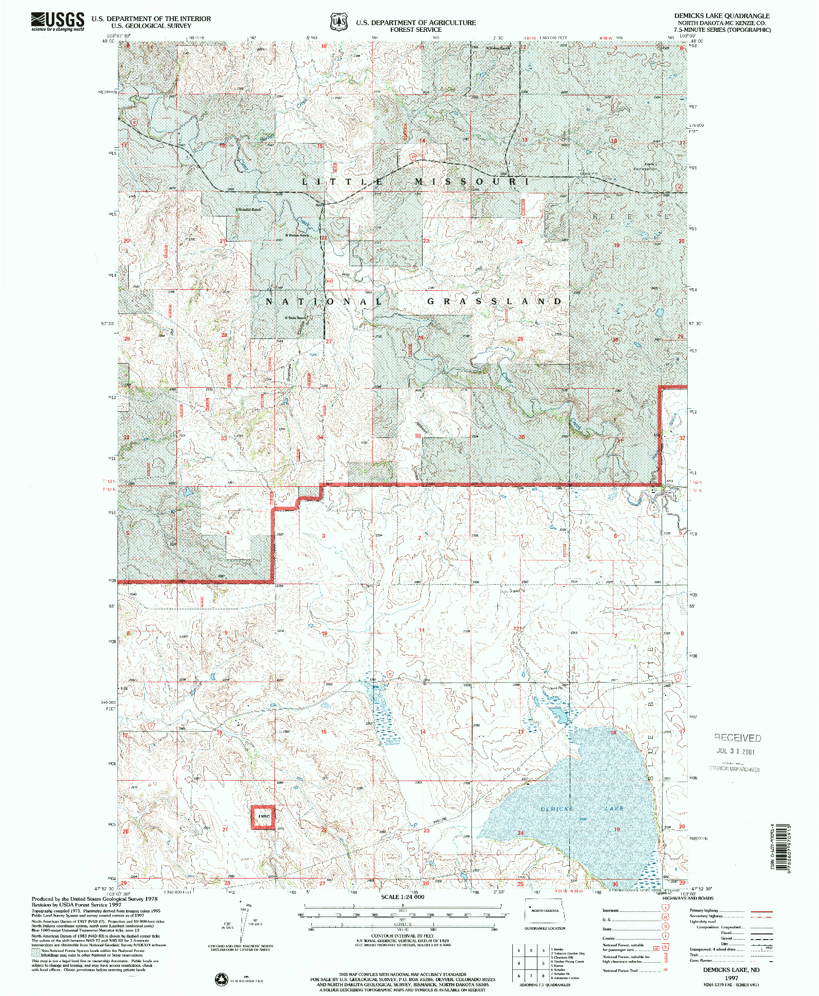 USGS 1:24000-SCALE QUADRANGLE FOR DEMICKS LAKE, ND 1997