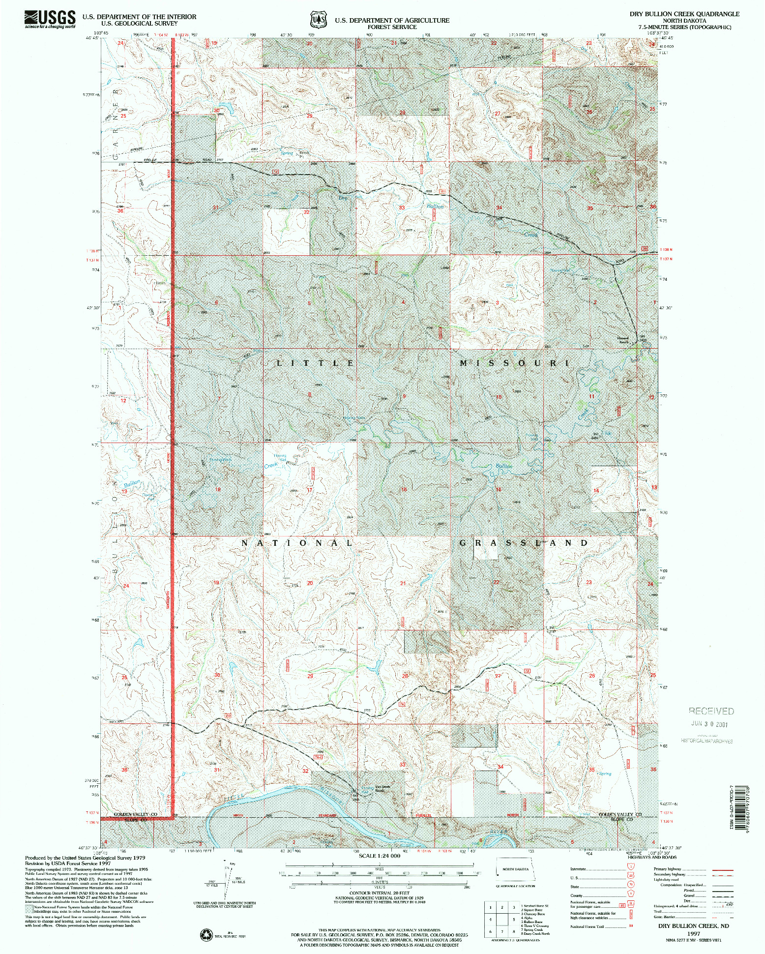 USGS 1:24000-SCALE QUADRANGLE FOR DRY BULLION CREEK, ND 1997