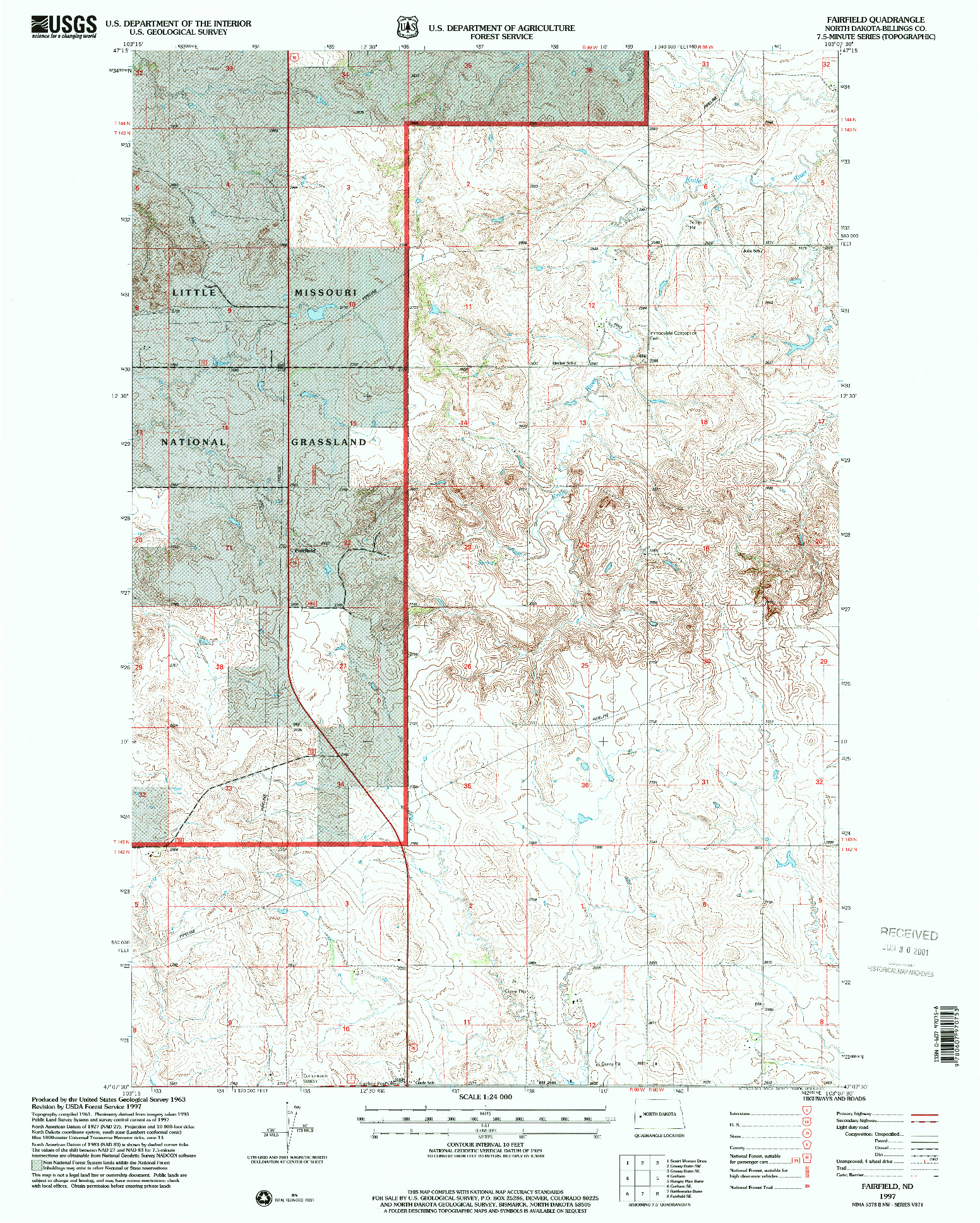 USGS 1:24000-SCALE QUADRANGLE FOR FAIRFIELD, ND 1997