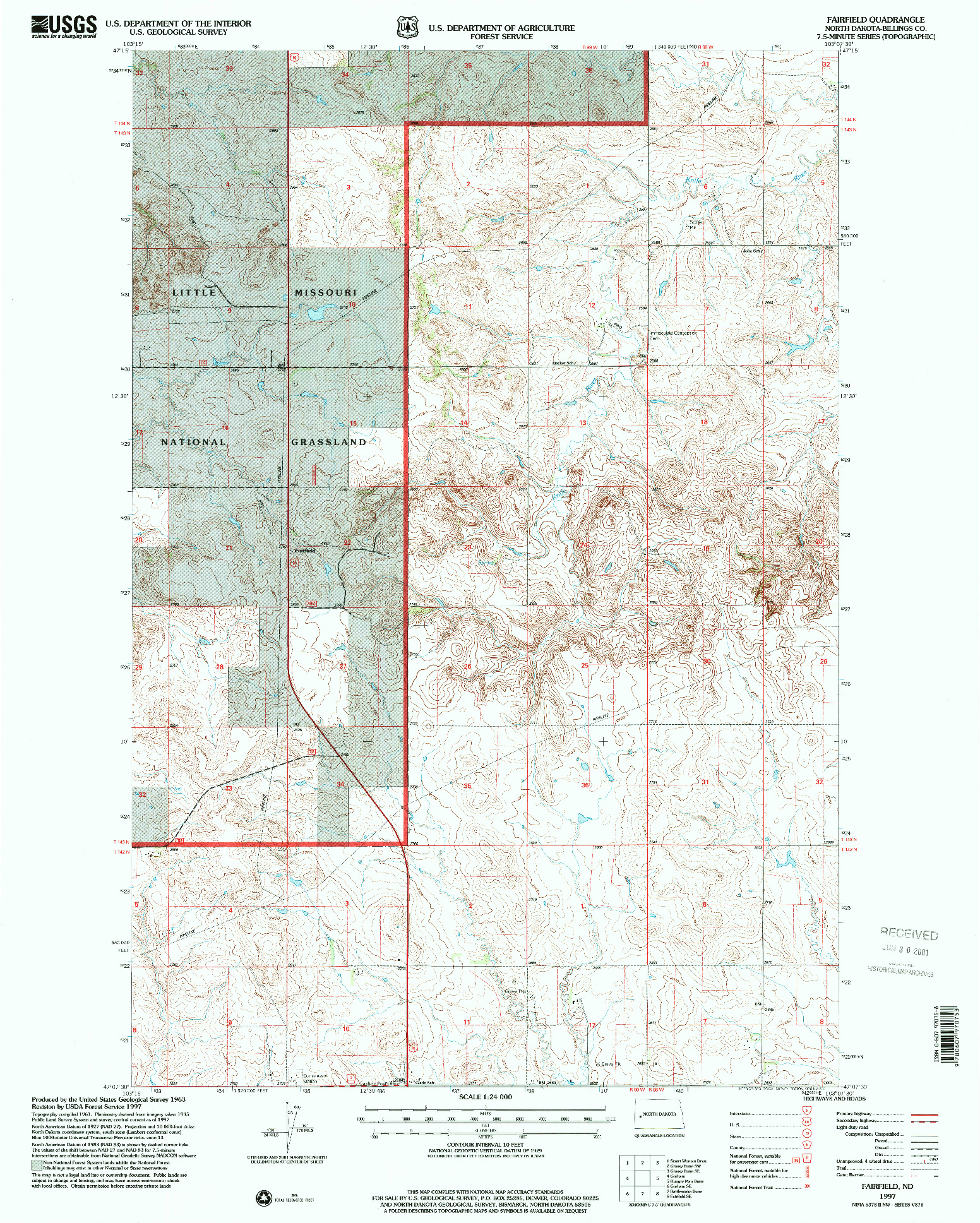 USGS 1:24000-SCALE QUADRANGLE FOR FAIRFIELD, ND 1997