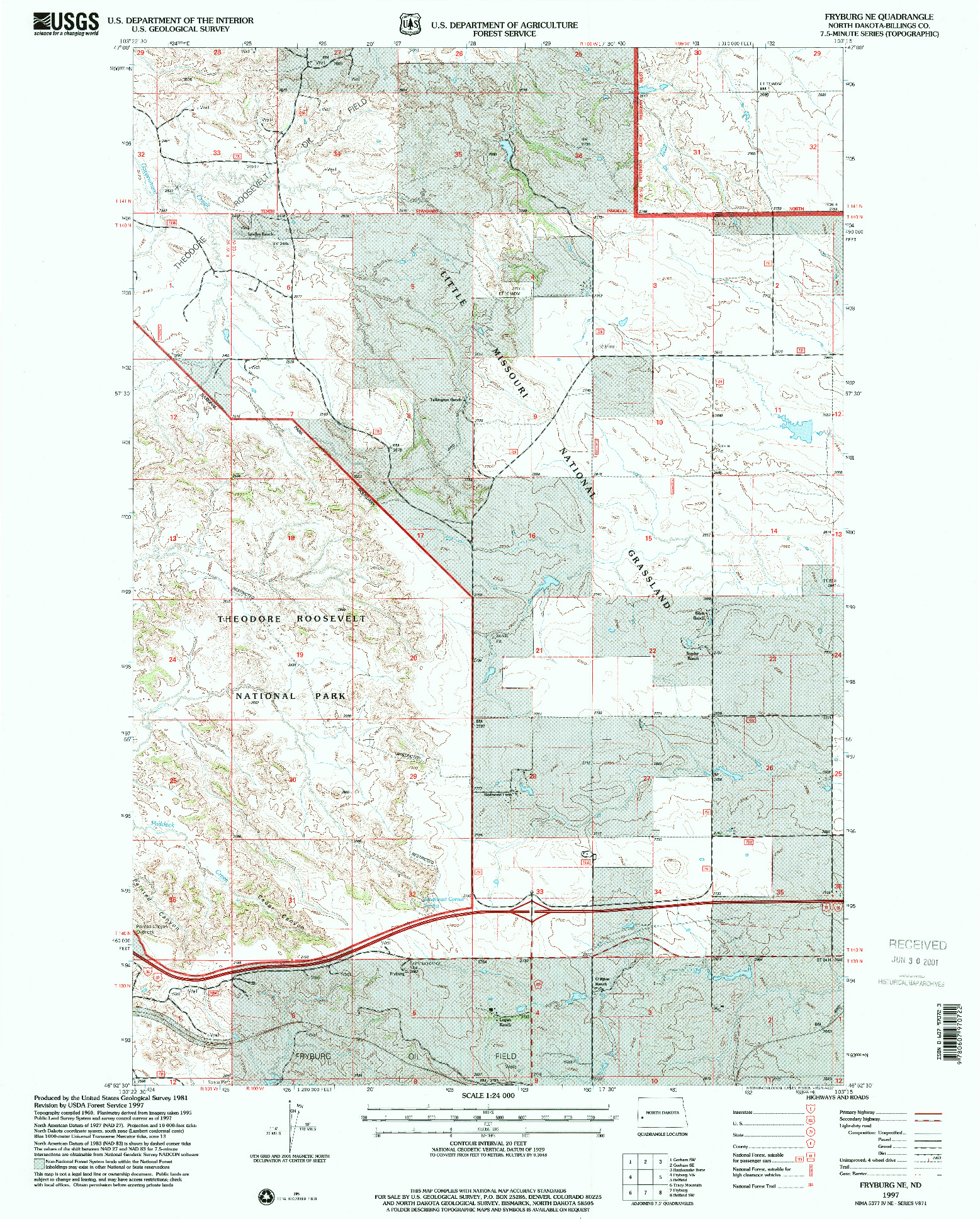 USGS 1:24000-SCALE QUADRANGLE FOR FRYBURG NE, ND 1997