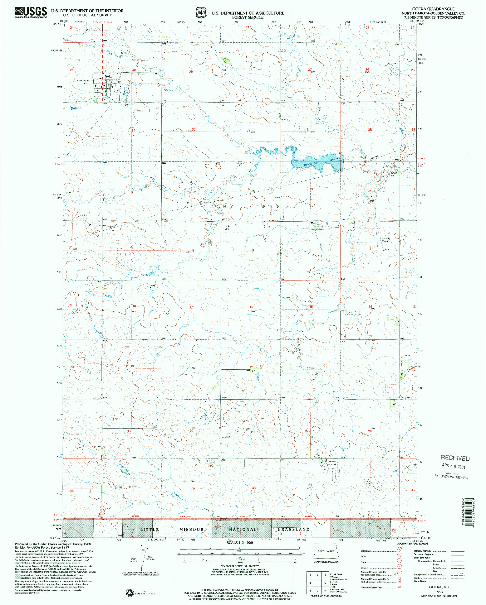 USGS 1:24000-SCALE QUADRANGLE FOR GOLVA, ND 1997