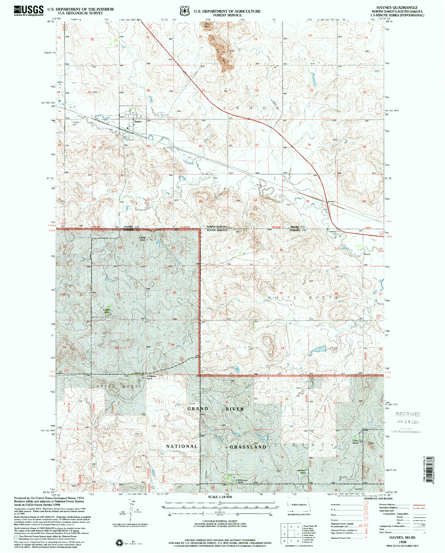 USGS 1:24000-SCALE QUADRANGLE FOR HAYNES, ND 1998